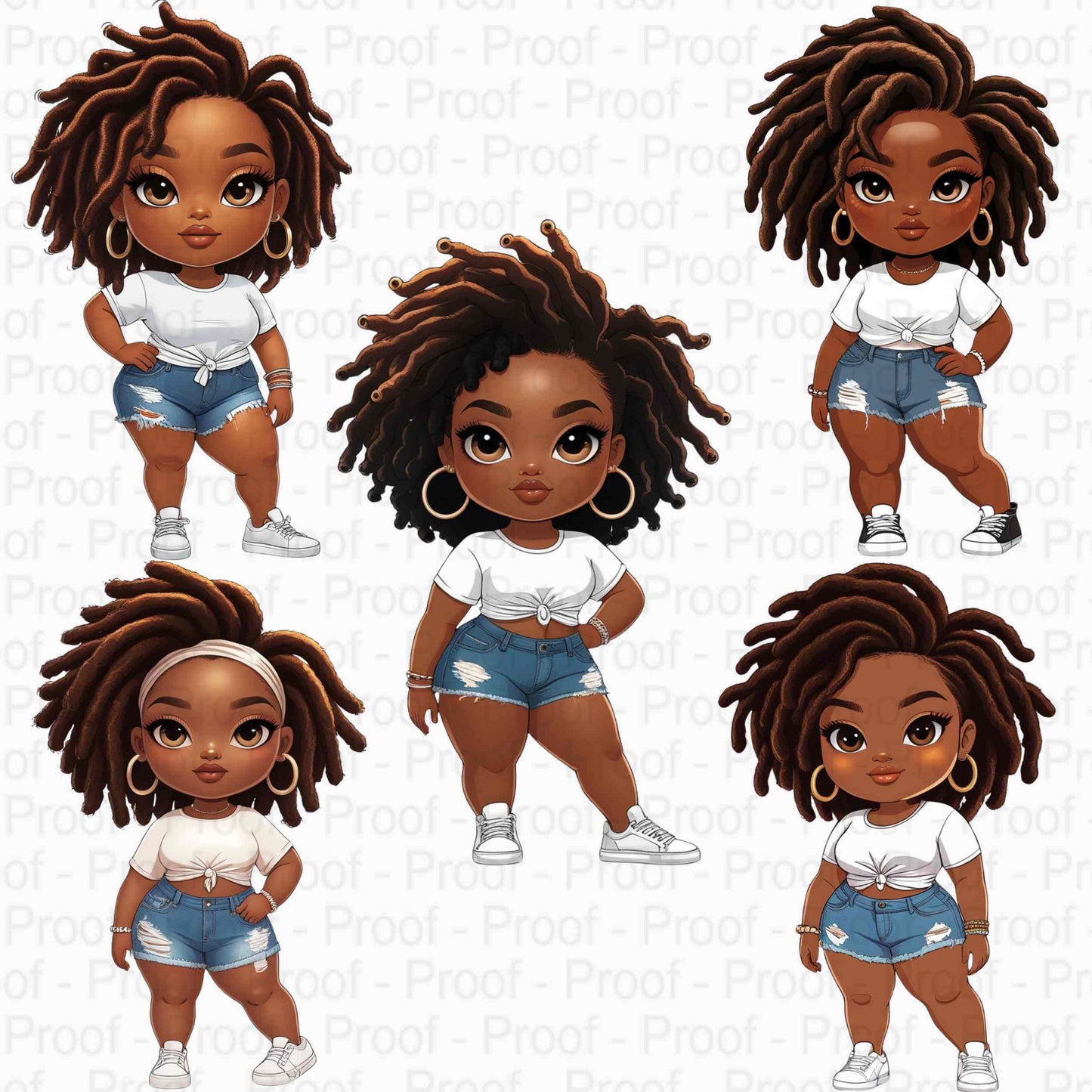 Curvy Black Girl PNG Bundle – 5 High-Res Transparent Files for Sublimation, T-Shirts, Hoodies, Tote Bags, Mugs, DIY & Small Biz Use Digital File Style-Junction Custom Designs & Prints