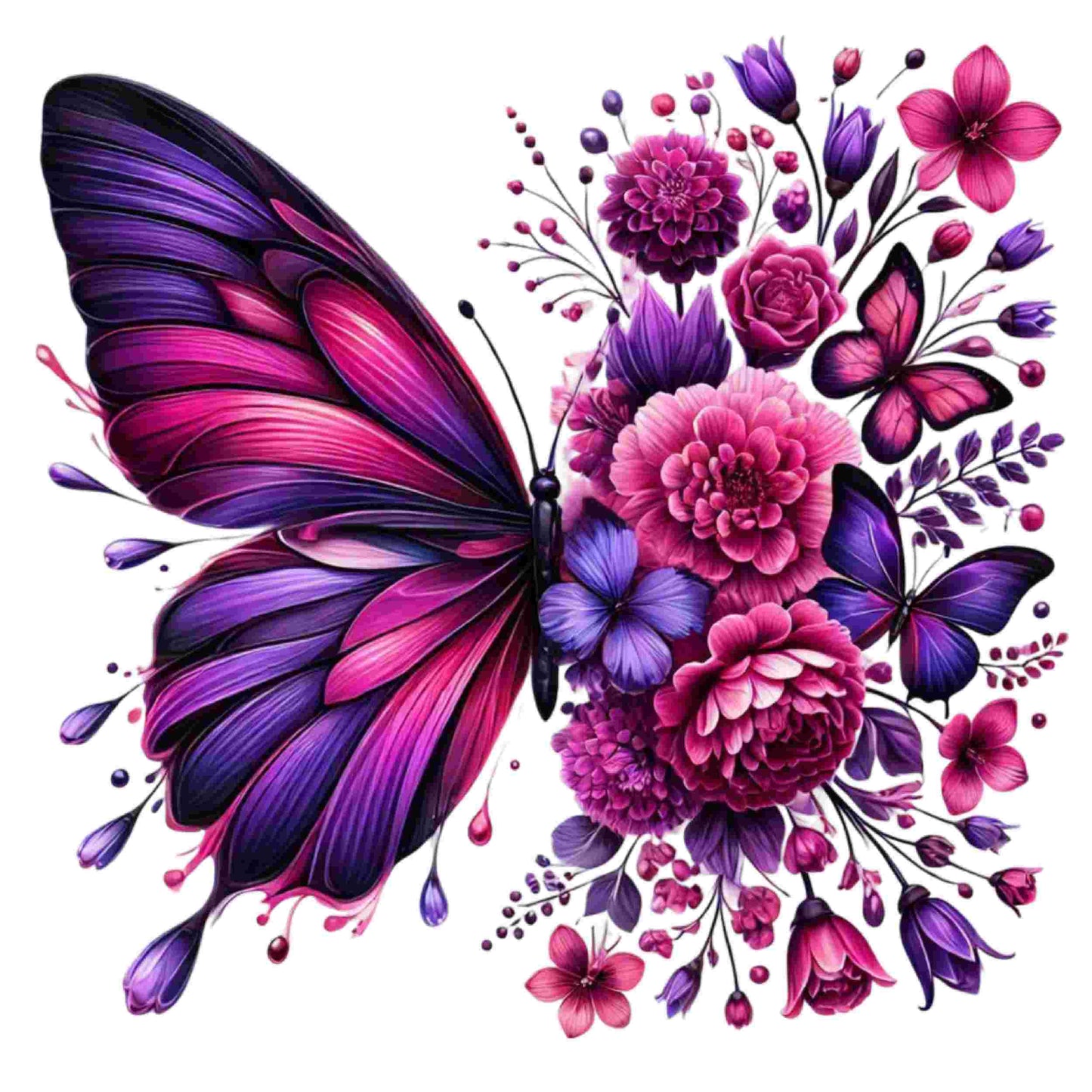 Colorful Butterfly Floral Set of 10 #1 - DTF Heat Transfers DTF Transfers Style Junction – Custom Digital Designs & Apparel 2 Pocket 4 x 4