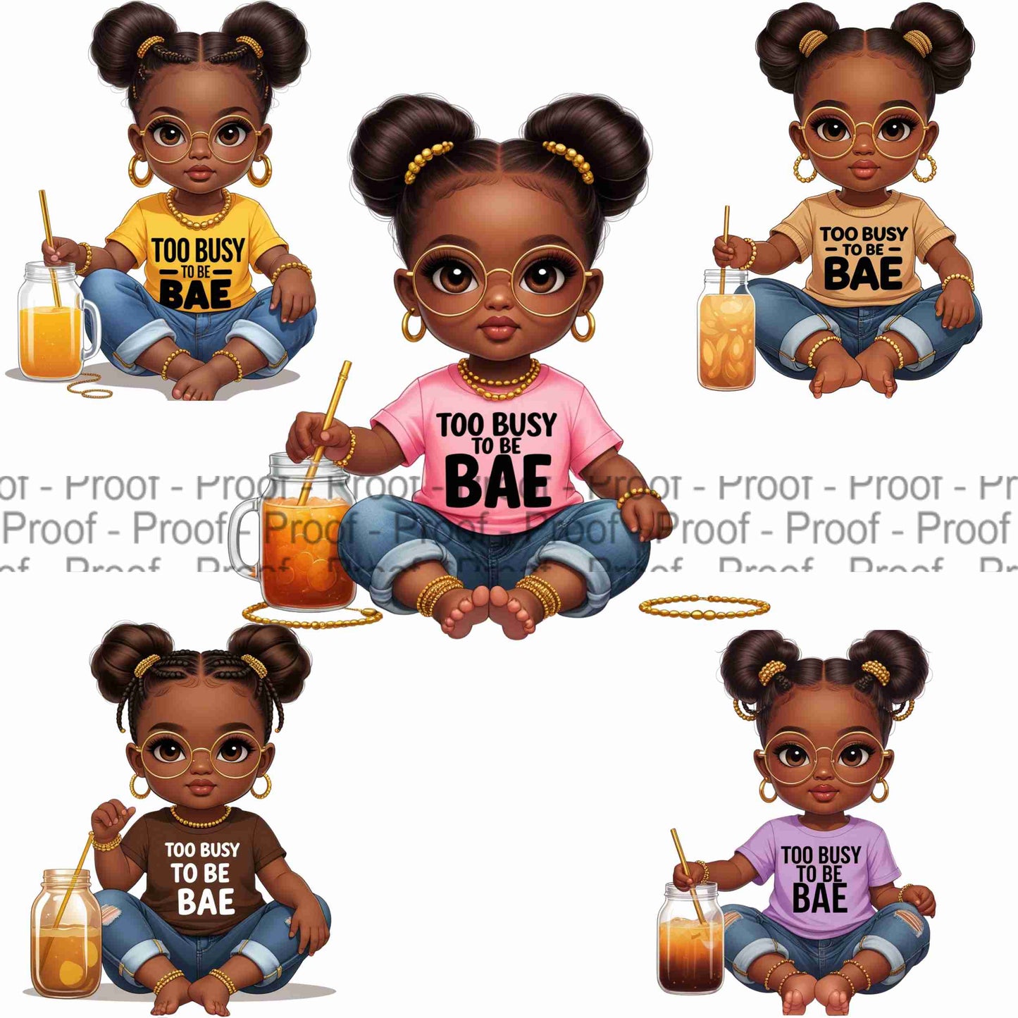 Too Busy To Be Bae PNG Bundle – 5 High-Res Transparent Clipart Files for Sublimation, T-Shirts, Mugs, Wall Art, Tote Bags & Commercial Use Digital File Style-Junction Custom Designs & Prints