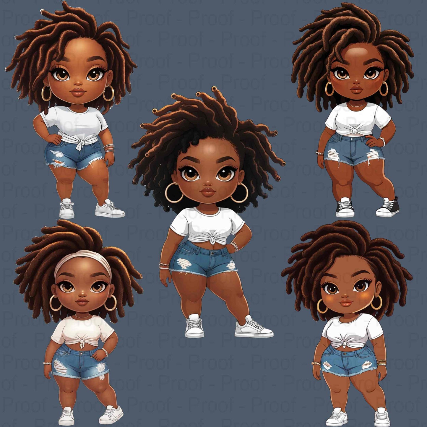 Curvy Black Girl PNG Bundle – 5 High-Res Transparent Files for Sublimation, T-Shirts, Hoodies, Tote Bags, Mugs, DIY & Small Biz Use Digital File Style-Junction Custom Designs & Prints