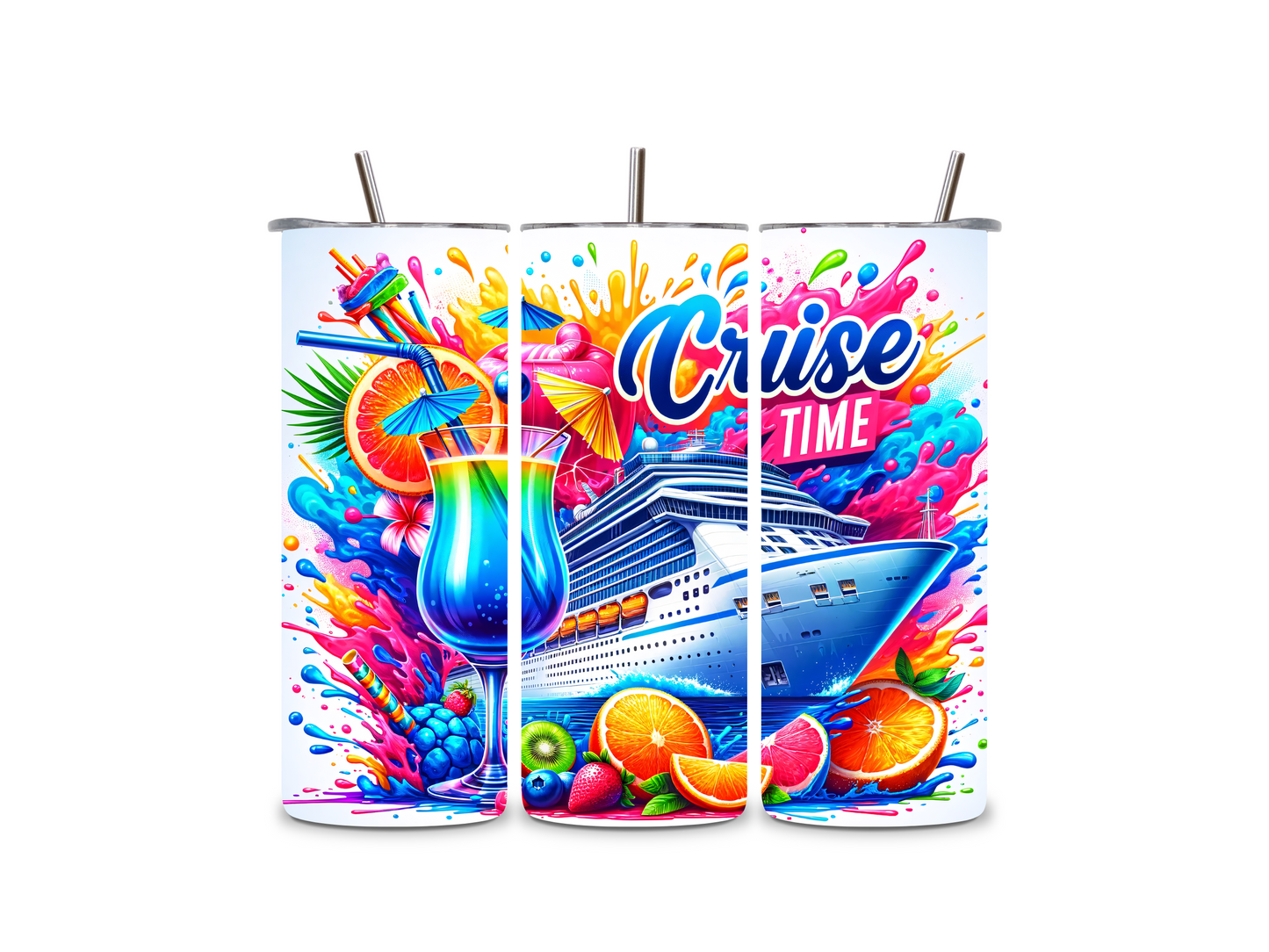 Cruise Time Custom 20oz Skinny Tumbler – Tropical Vibes 20oz Skinny Straight Tumbler Style Junction – Custom Digital Designs & Apparel