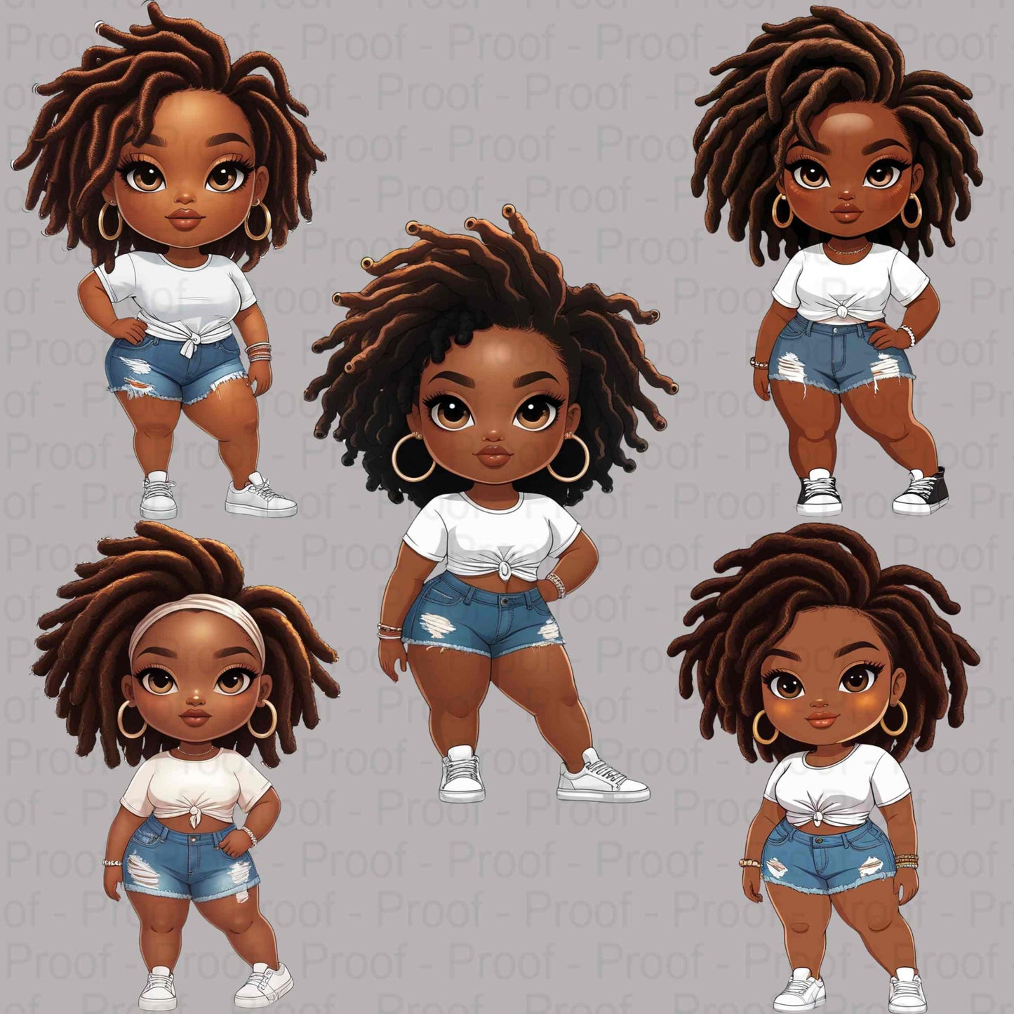 Curvy Black Girl PNG Bundle – 5 High-Res Transparent Files for Sublimation, T-Shirts, Hoodies, Tote Bags, Mugs, DIY & Small Biz Use Digital File Style-Junction Custom Designs & Prints
