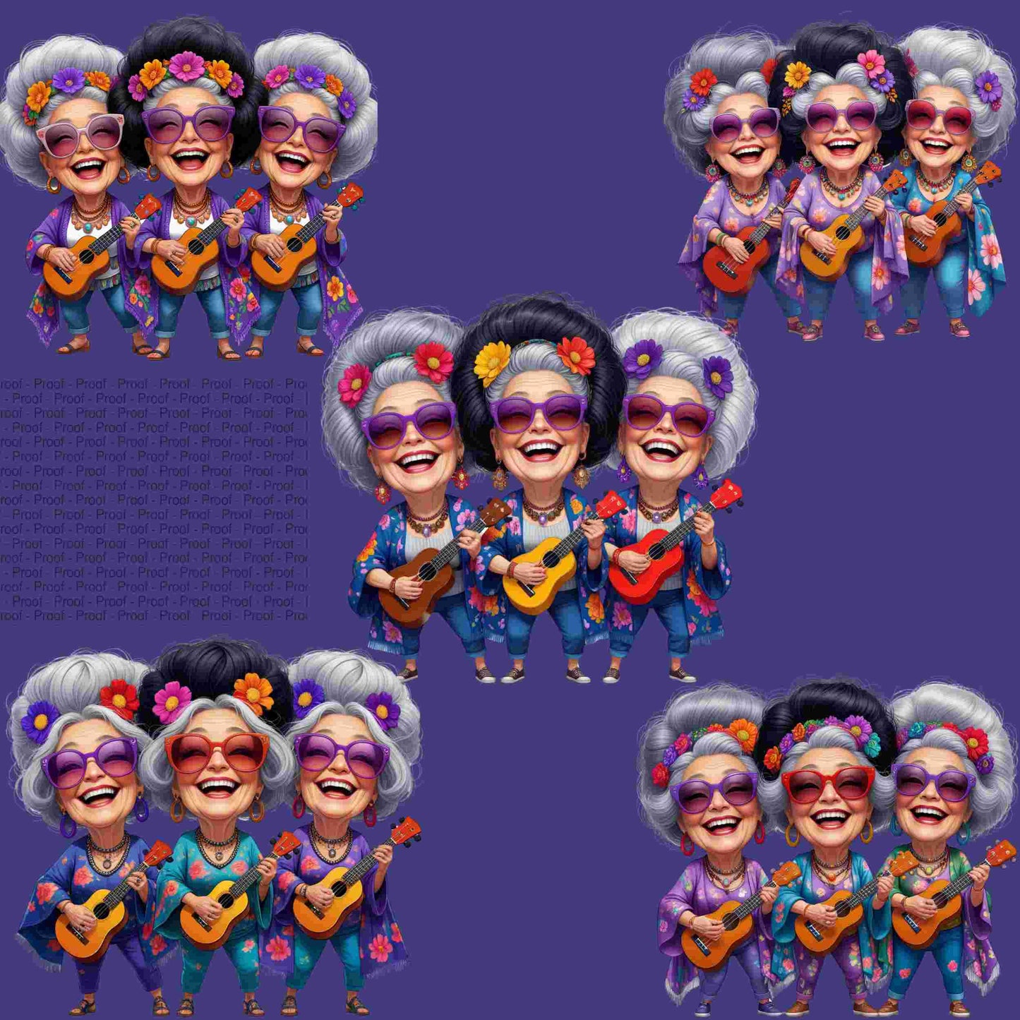 Funny Trio of Glam Grandmas PNG Bundle | 5 High-Res Transparent Clipart Files for Sublimation T-Shirts, Mugs, Wall Art & More Digital File Style-Junction Custom Designs & Prints
