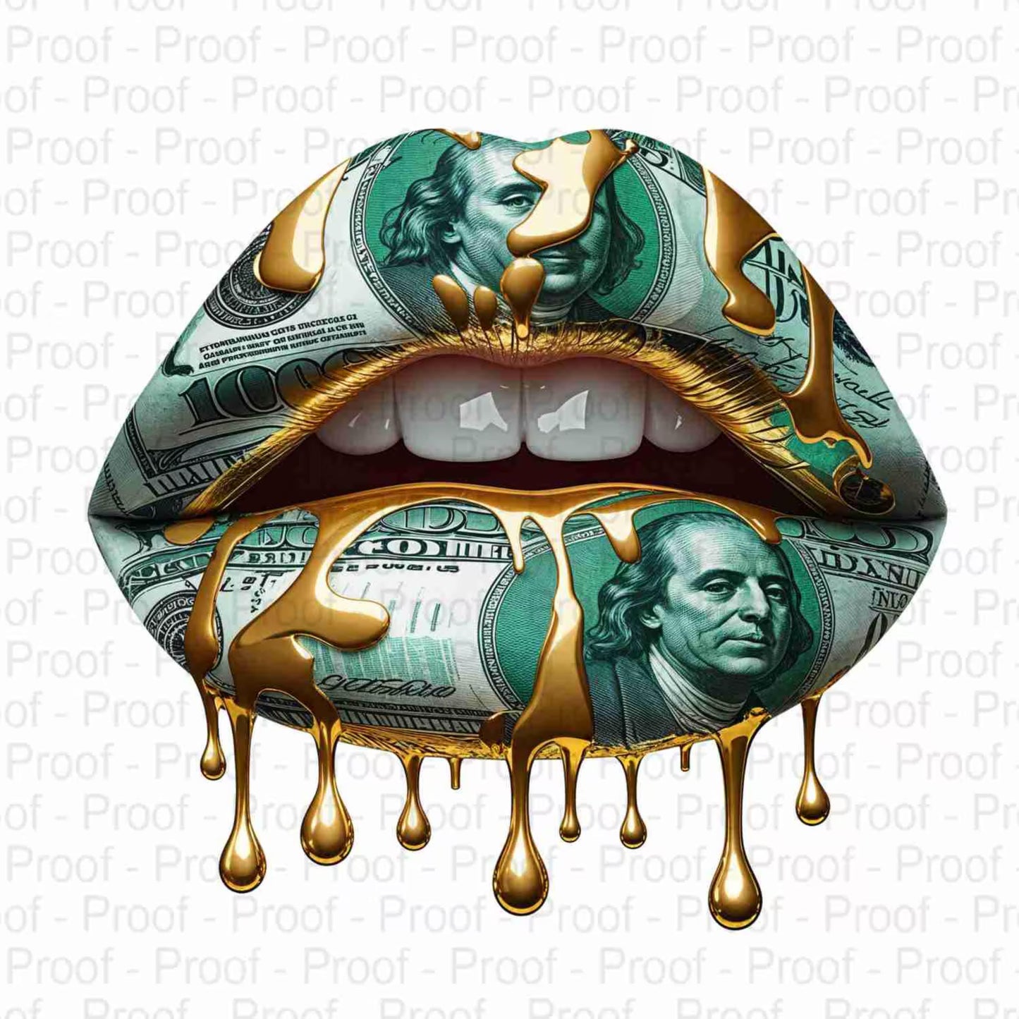 Money Lips Clipart PNG Bundle – 2 High-Res Dripping Gold & Dollar Bill Lip Art Files for Sublimation, T-Shirts, Mugs, Tote Bags & More Digital File Style-Junction Custom Designs & Prints