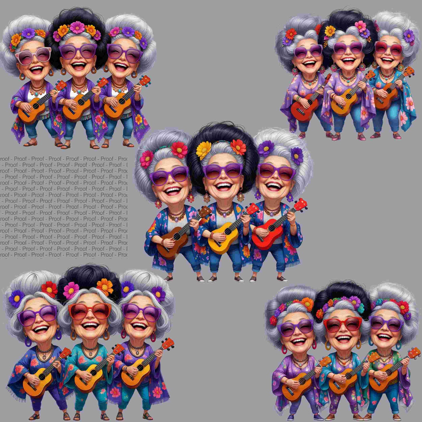 Funny Trio of Glam Grandmas PNG Bundle | 5 High-Res Transparent Clipart Files for Sublimation T-Shirts, Mugs, Wall Art & More Digital File Style-Junction Custom Designs & Prints