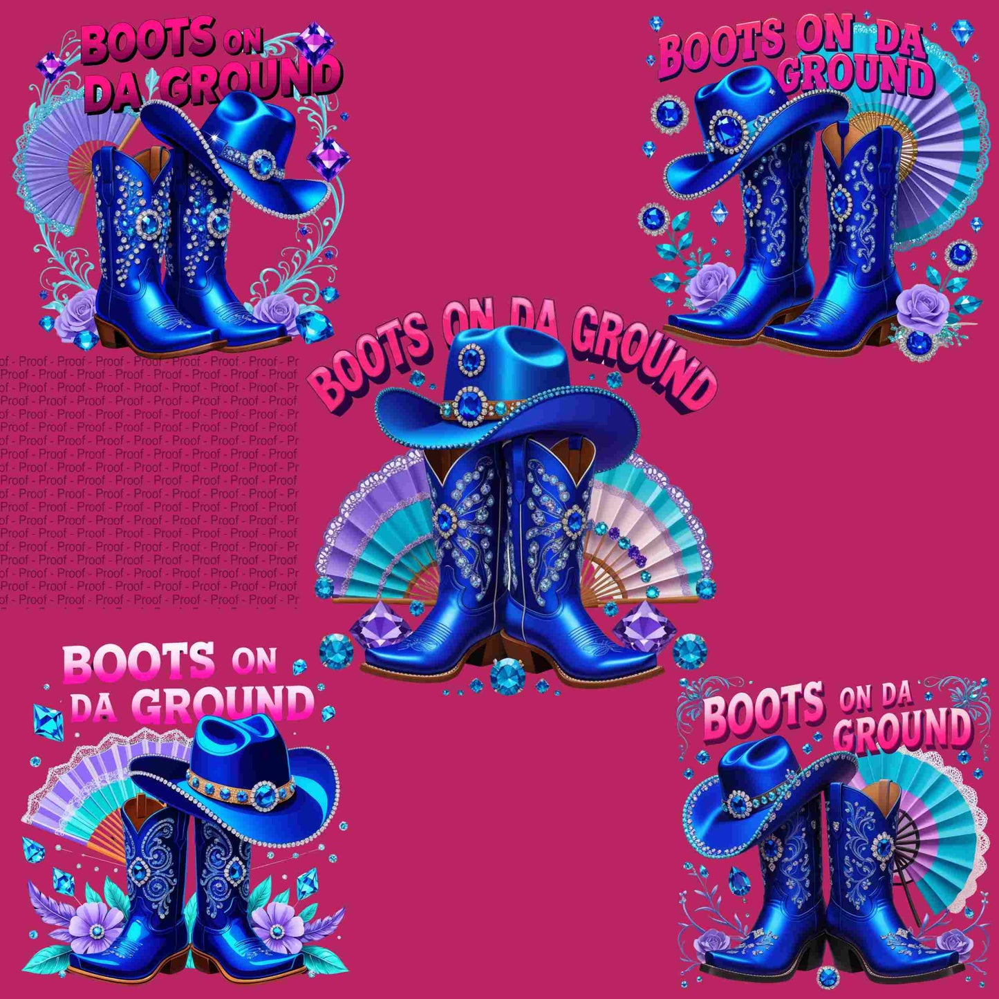 Boots on Da Ground Blue Glam Western PNG Bundle | 5 Transparent High-Res Files for Sublimation, T-Shirts, Mugs, Stickers & DIY Projects Digital File Style-Junction Custom Designs & Prints
