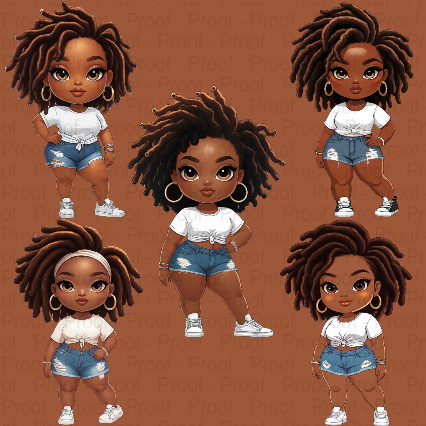 Curvy Black Girl PNG Bundle – 5 High-Res Transparent Files for Sublimation, T-Shirts, Hoodies, Tote Bags, Mugs, DIY & Small Biz Use Digital File Style-Junction Custom Designs & Prints