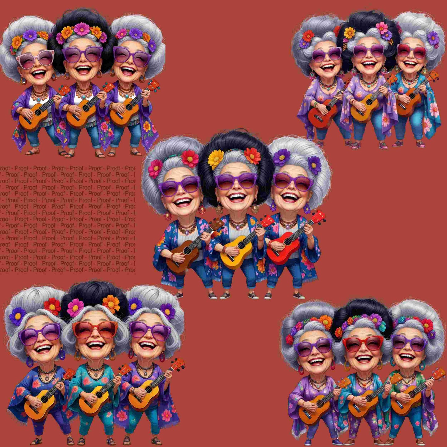Funny Trio of Glam Grandmas PNG Bundle | 5 High-Res Transparent Clipart Files for Sublimation T-Shirts, Mugs, Wall Art & More Digital File Style-Junction Custom Designs & Prints