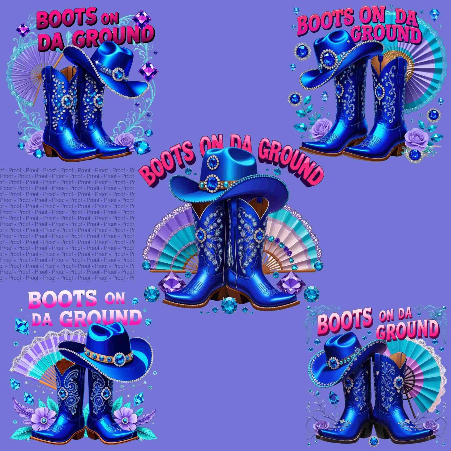 Boots on Da Ground Blue Glam Western PNG Bundle | 5 Transparent High-Res Files for Sublimation, T-Shirts, Mugs, Stickers & DIY Projects Digital File Style-Junction Custom Designs & Prints
