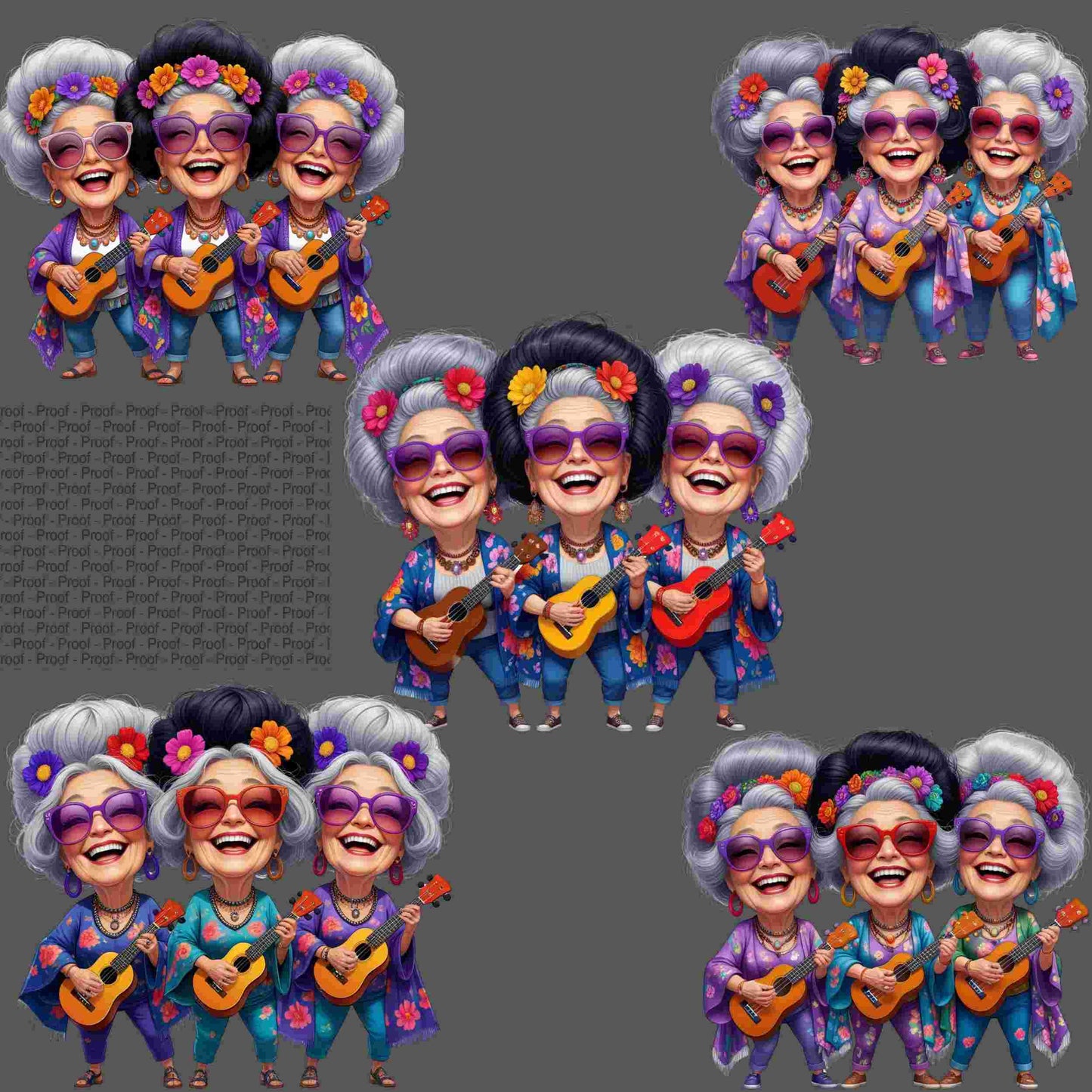 Funny Trio of Glam Grandmas PNG Bundle | 5 High-Res Transparent Clipart Files for Sublimation T-Shirts, Mugs, Wall Art & More Digital File Style-Junction Custom Designs & Prints