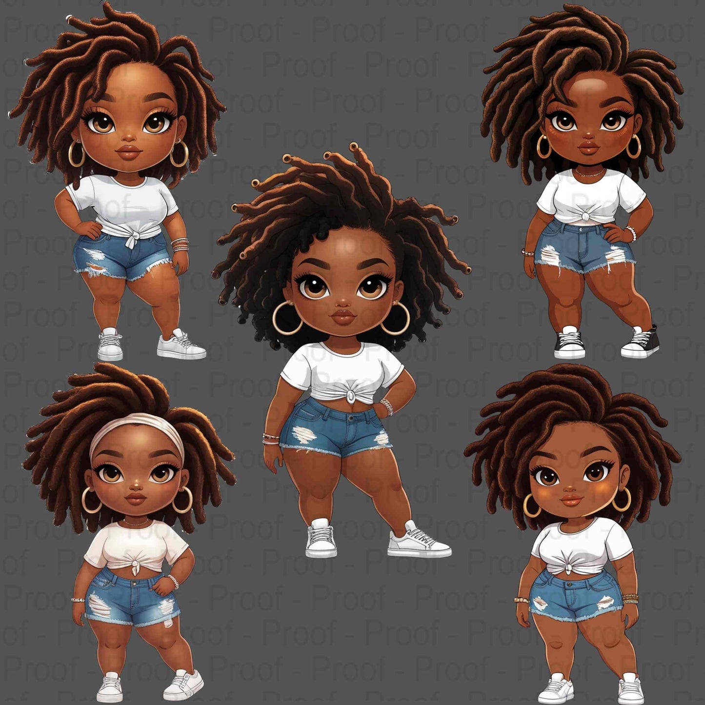 Curvy Black Girl PNG Bundle – 5 High-Res Transparent Files for Sublimation, T-Shirts, Hoodies, Tote Bags, Mugs, DIY & Small Biz Use Digital File Style-Junction Custom Designs & Prints