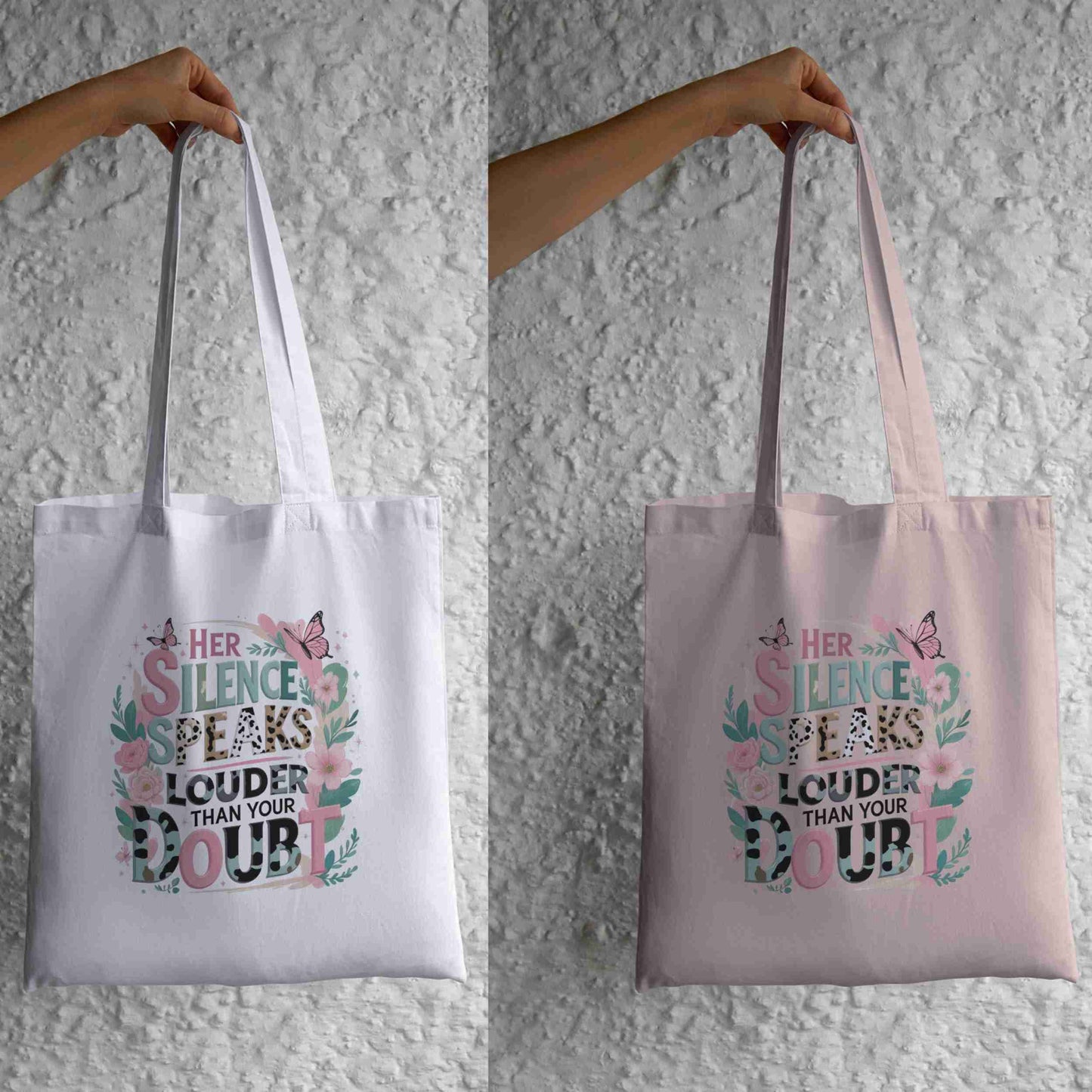Her Silence Speaks Louder Than Your Doubt PNG | Pastel Animal Print Quote for Sublimation | Transparent High-Res Digital File for Shirts & Totes Digital File Style-Junction Custom Designs & Prints