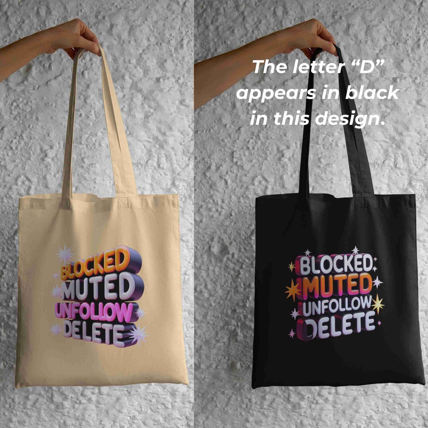 Bold 3D Block Letter PNG Bundle | “Blocked Muted Unfollow Delete” Transparent Sublimation Graphics for Shirts, Mugs & Wall Art Digital File Style-Junction Custom Designs & Prints