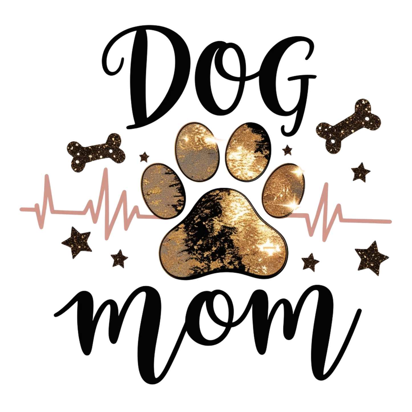 Dog Mom Heartbeat – DTF Heat Transfers #1