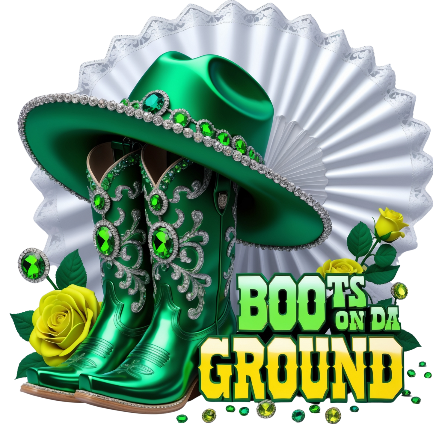 Boots on Da Ground Green Western DTF Heat Transfers DTF Transfers Style Junction – Custom Digital Designs 2 Pocket 4 x 4