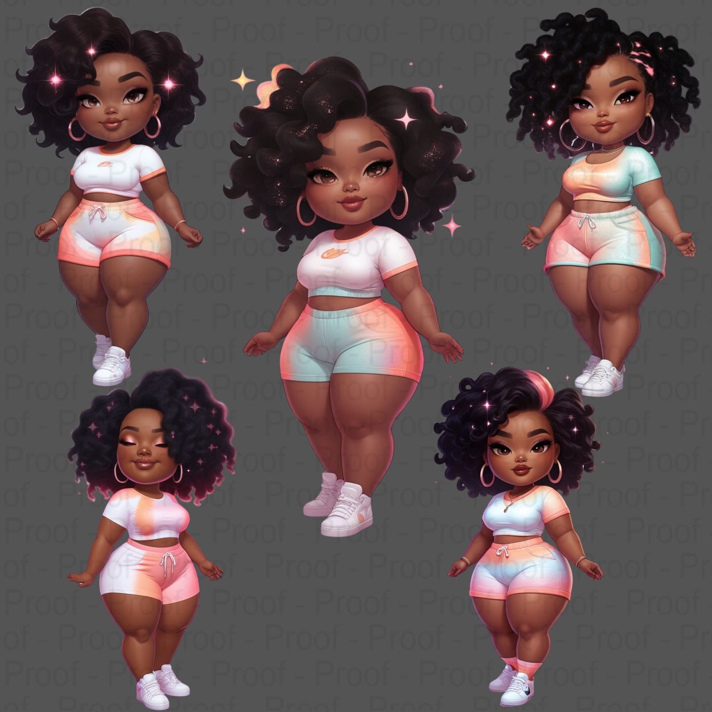 Sunset Dream Curvy Black Girl Clipart PNG Bundle | High-Res Transparent Files for Sublimation on T-Shirts, Mugs, Tote Bags & More Digital File Style-Junction Custom Designs & Prints