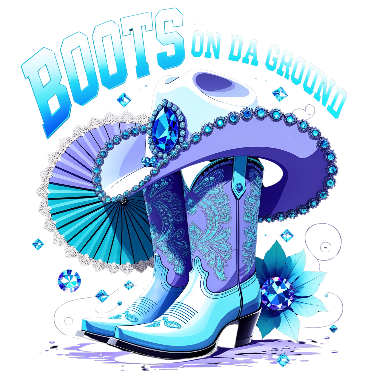 Light Blue Boots On Da Ground DTF Heat Transfers DTF Transfers Style Junction – Custom Digital Designs 2 Pocket 4 x 4