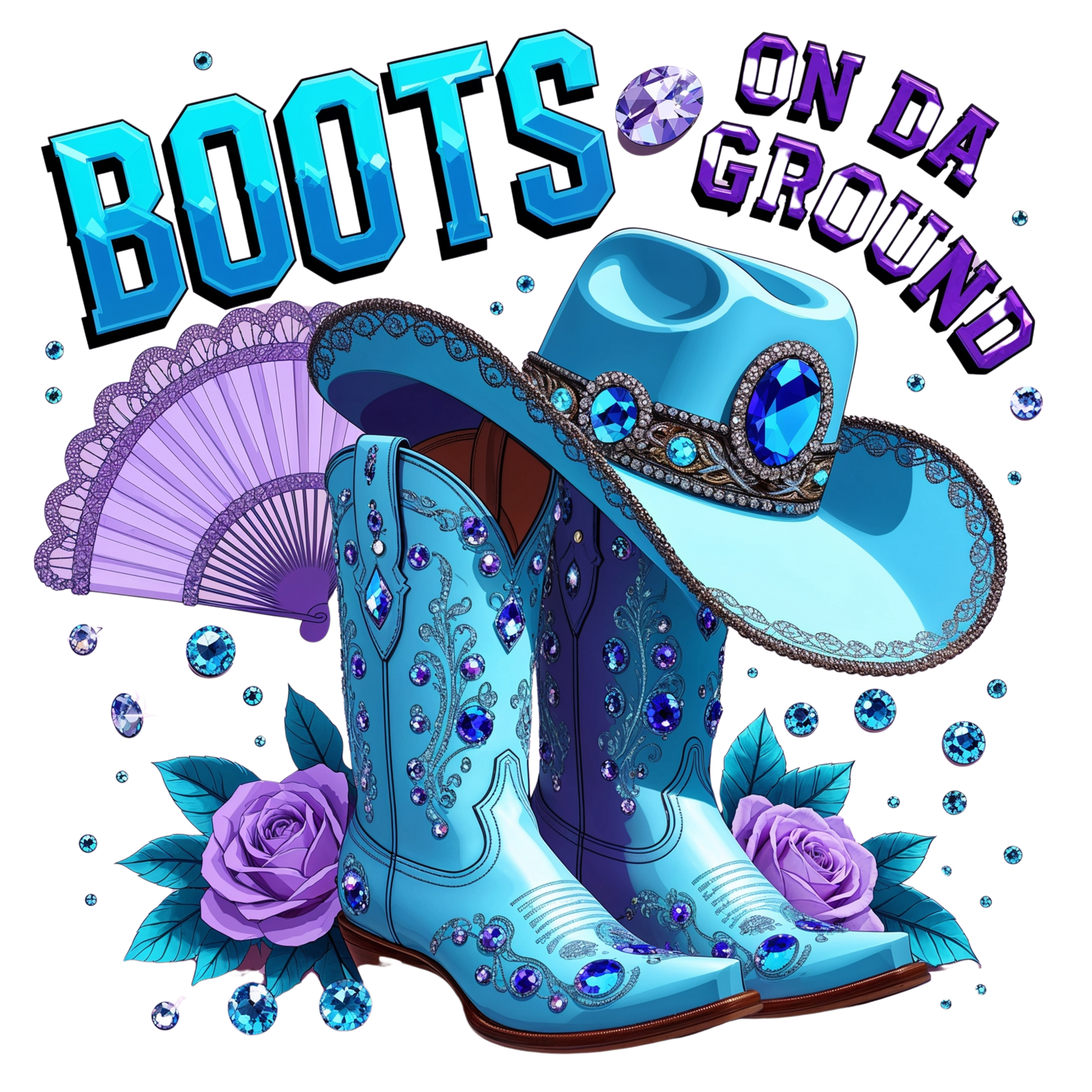 Light Blue Boots On Da Ground DTF Heat Transfers DTF Transfers Style Junction – Custom Digital Designs 4 Pocket 4 x 4