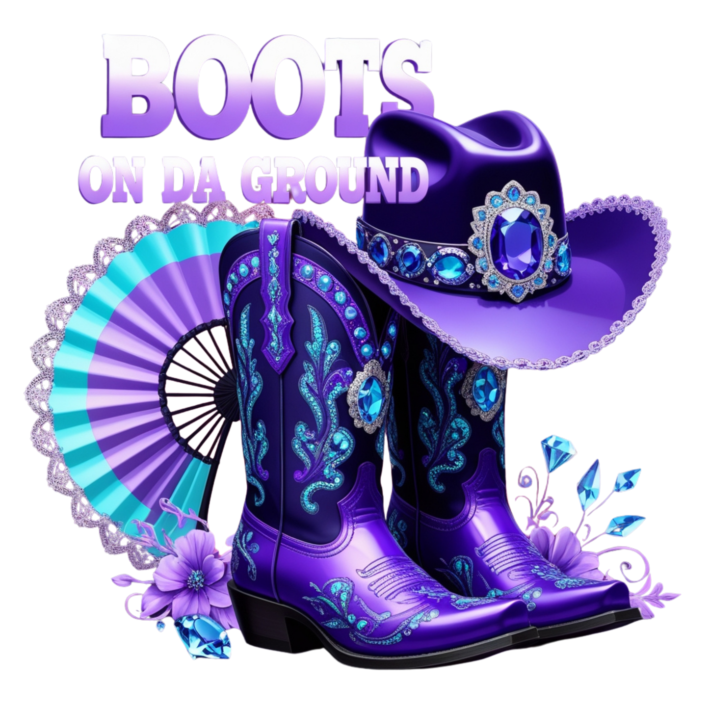 Boots on Da Ground Purple Western DTF Heat Transfers DTF Transfers Style Junction – Custom Digital Designs 2 Pocket 4 x 4