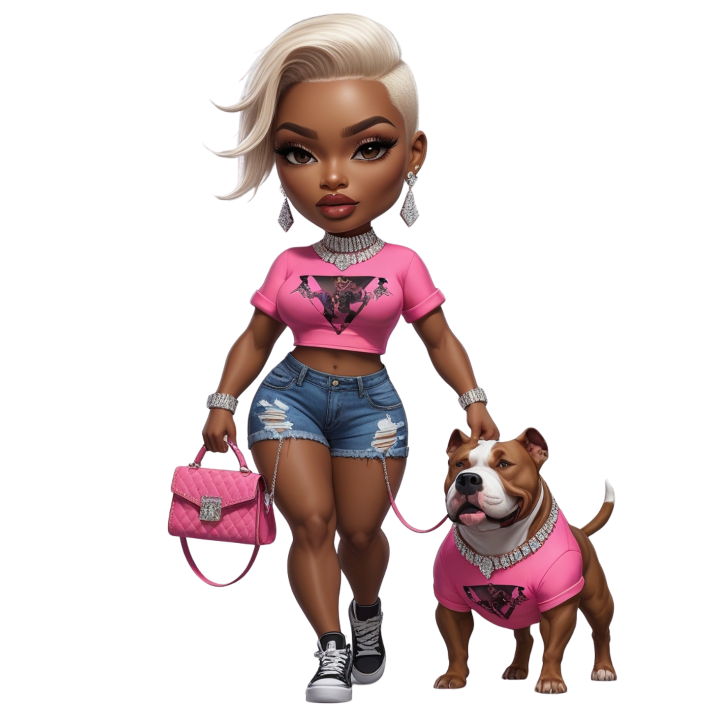 Hot Pink Diva Bulldog DTF Heat Transfers DTF Transfers Style Junction – Custom Digital Designs 4 Pocket 4 x 4