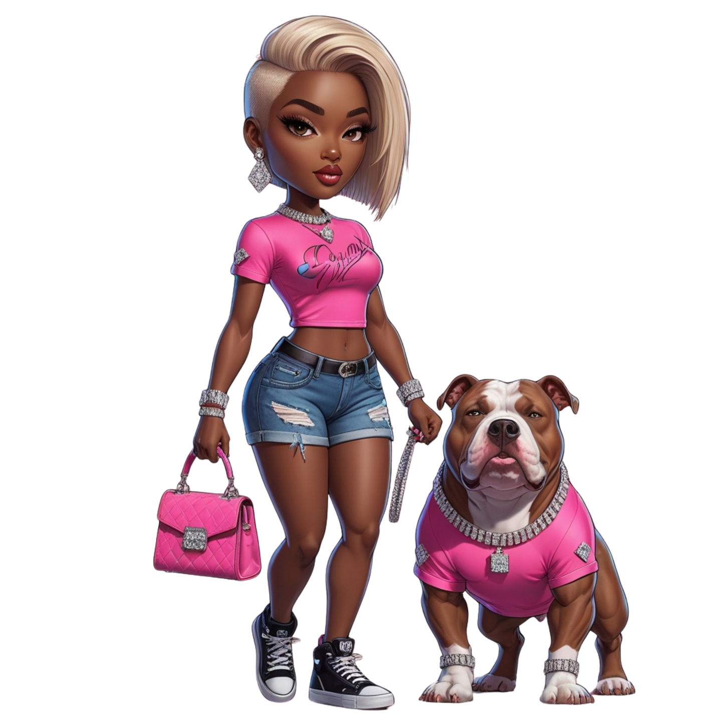 Hot Pink Diva Bulldog DTF Heat Transfers DTF Transfers Style Junction – Custom Digital Designs 5 Pocket 4 x 4