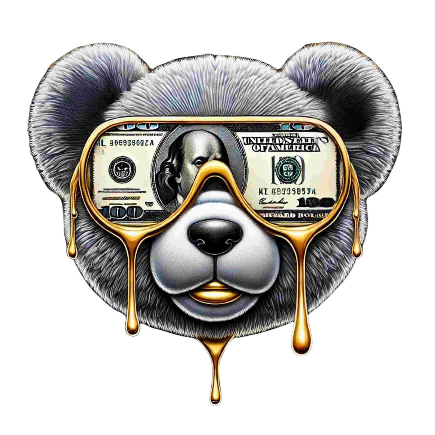 Money Bear Gold Drip Design-DTF Heat Transfer