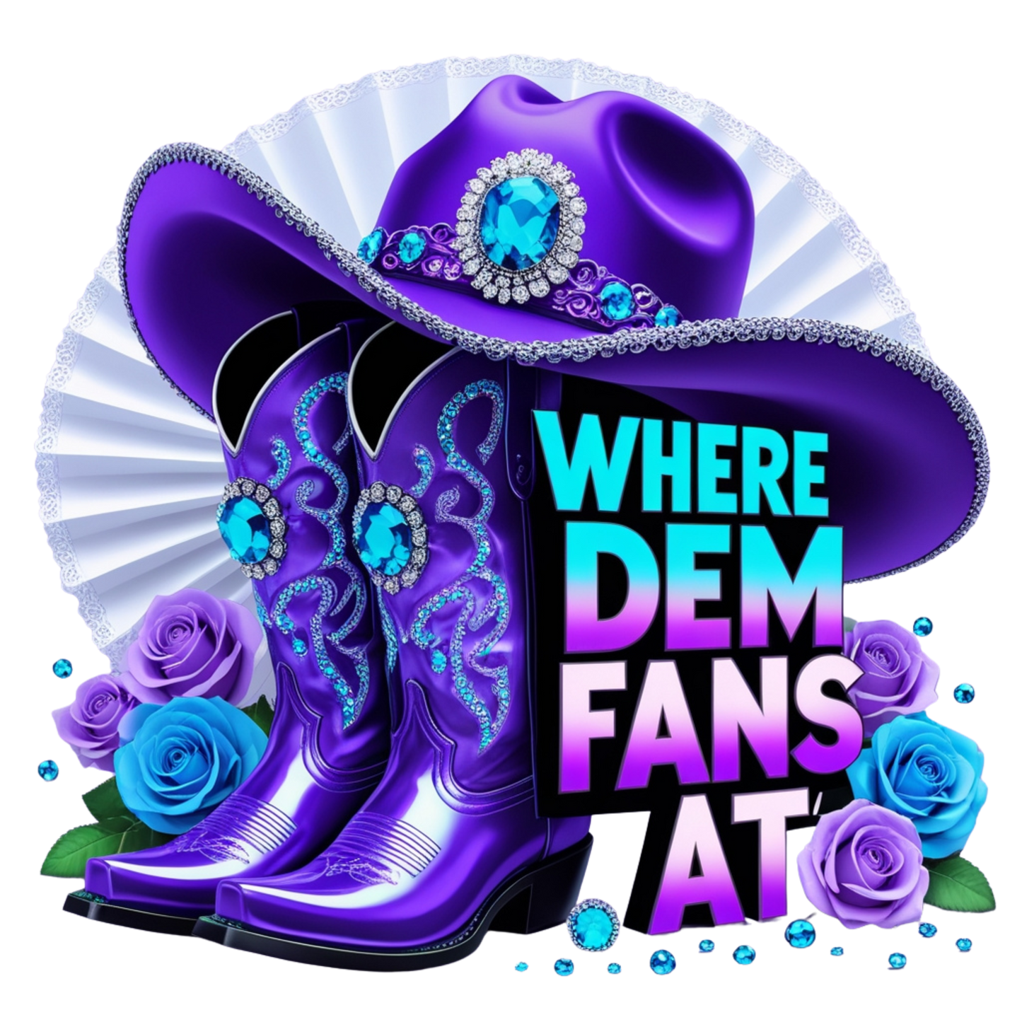 Purple 'Where Dem Fans At' DTF Heat Transfers DTF Transfers Style Junction – Custom Digital Designs 1 Pocket 4 x 4