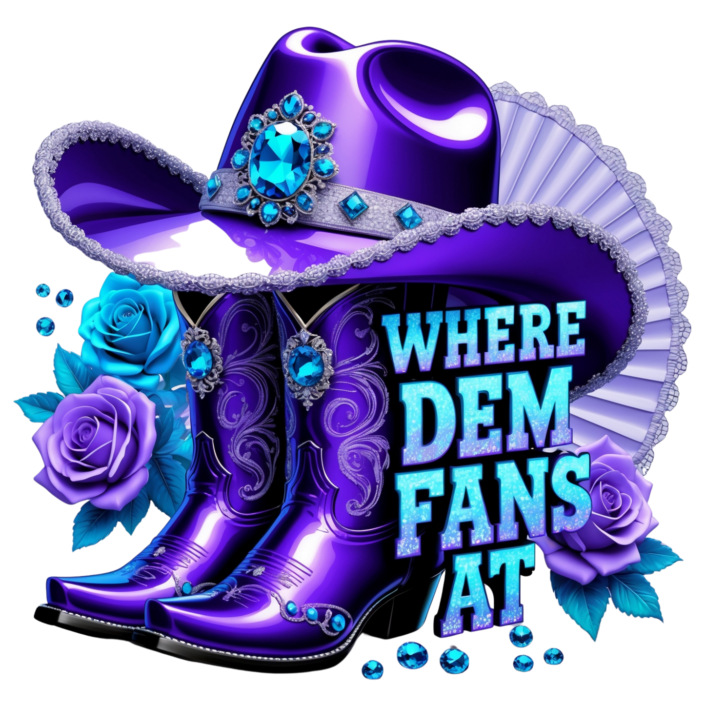 Purple 'Where Dem Fans At' DTF Heat Transfers DTF Transfers Style Junction – Custom Digital Designs 2 Pocket 4 x 4
