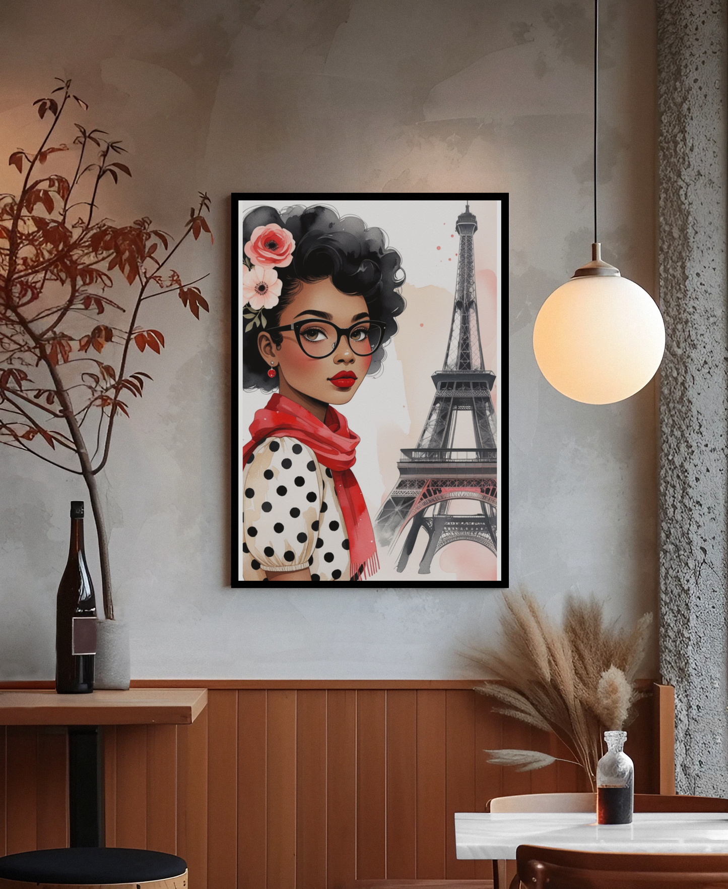Elegant Black Parisian Girl Wall Art Printable | 3 High-Res 300 DPI JPG | Chic Afro Beauty | Instant Digital Download Digital File Style-Junction Custom Designs & Prints
