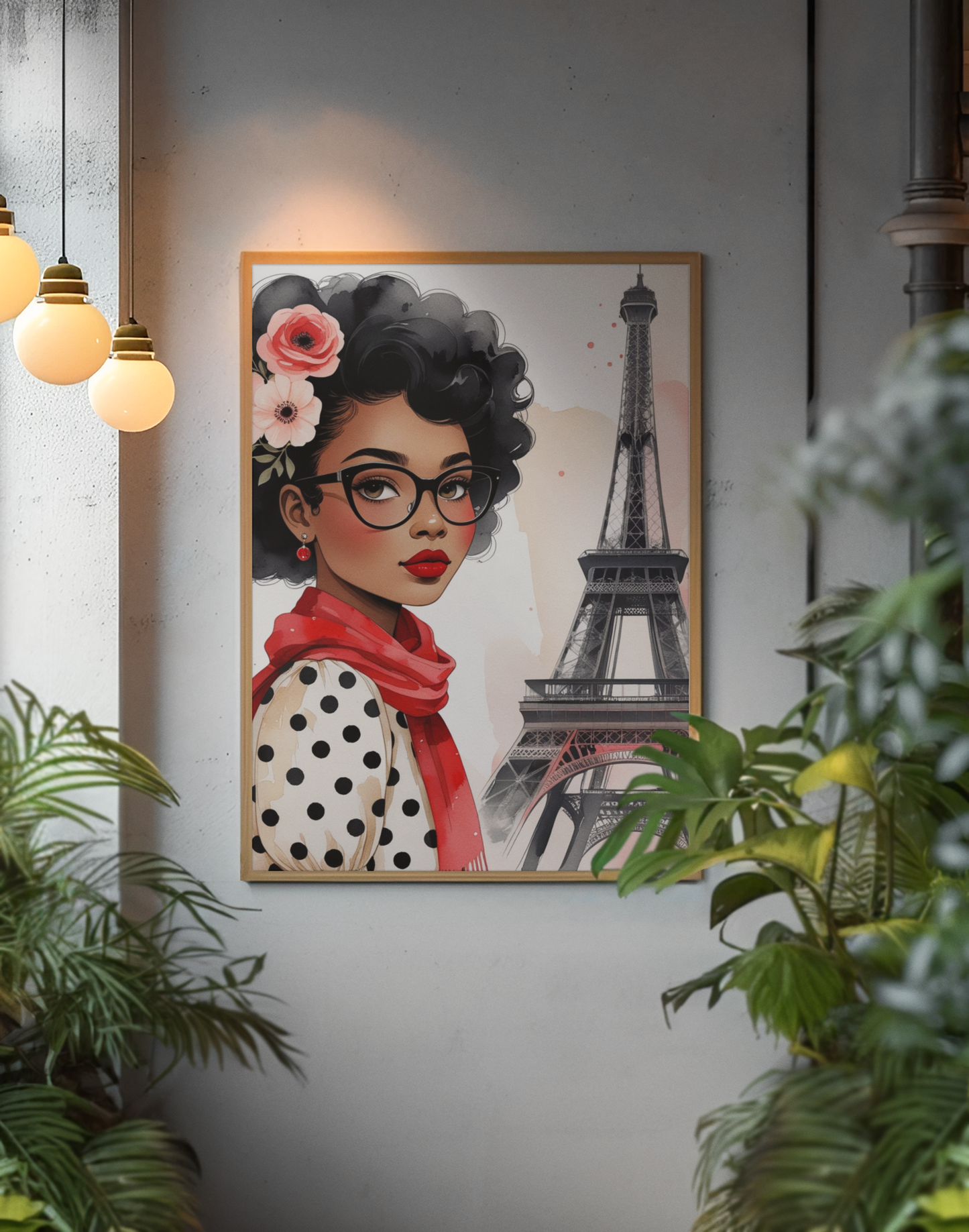 Elegant Black Parisian Girl Wall Art Printable | 3 High-Res 300 DPI JPG | Chic Afro Beauty | Instant Digital Download Digital File Style-Junction Custom Designs & Prints