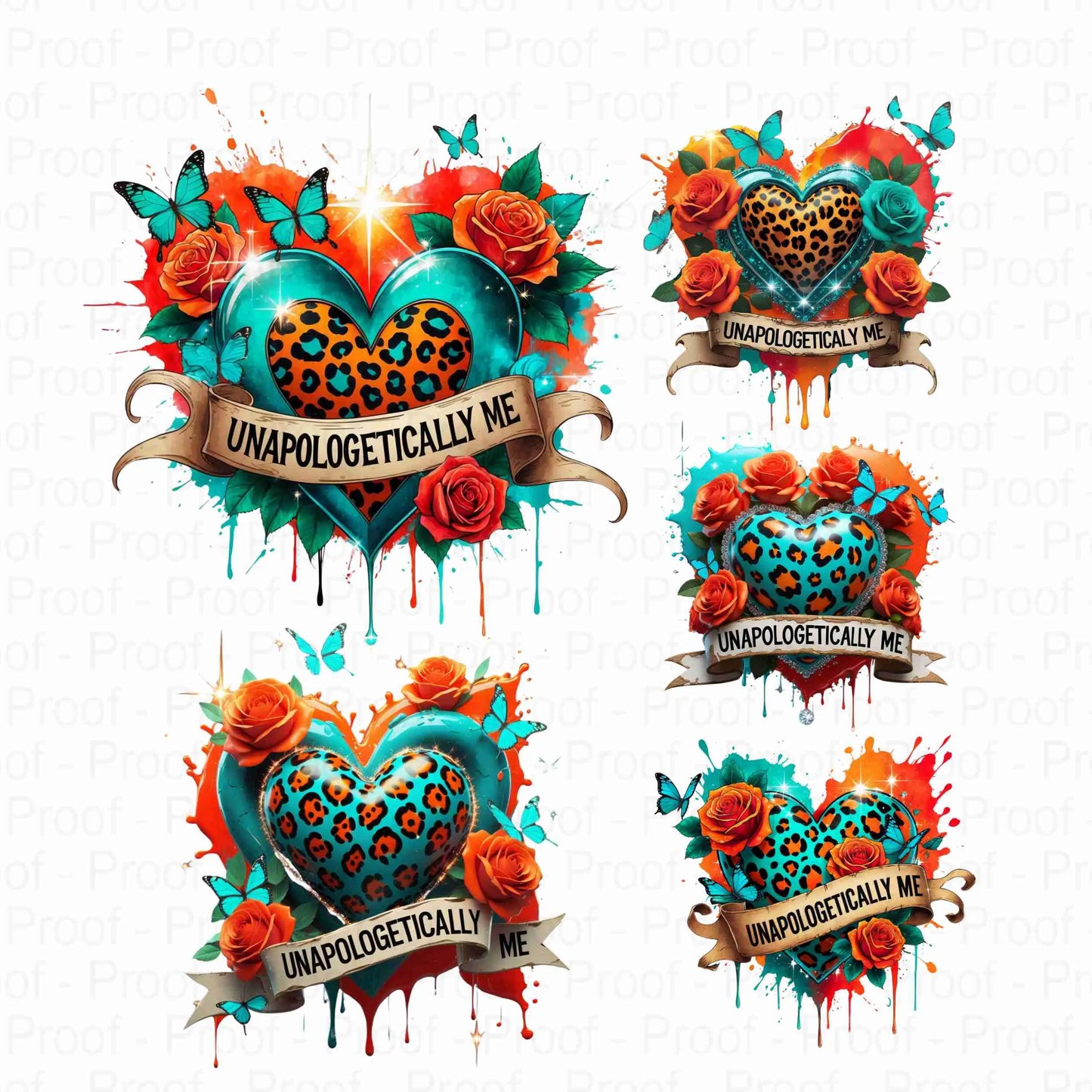 Unapologetically Me Leopard Heart PNG | Bold Afro-Inspired Sublimation Design | 5 Unique Transparent Files for Apparel & Craft Prints Digital File Style-Junction Custom Designs & Prints