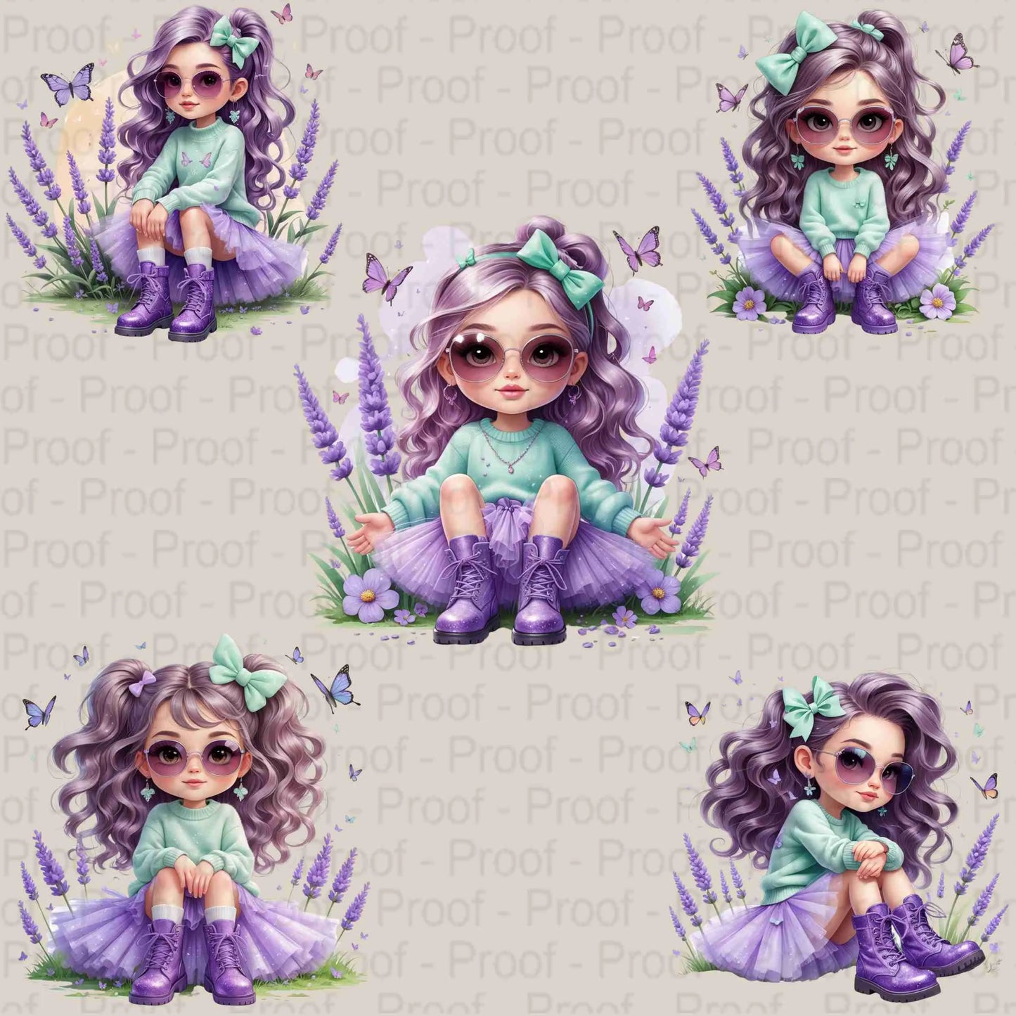 Lavender Mint Fairy Girl PNG Bundle | 5 High-Res Transparent Clipart Files for Sublimation on T-Shirts, Mugs, Tote Bags & More Digital File Style-Junction Custom Designs & Prints