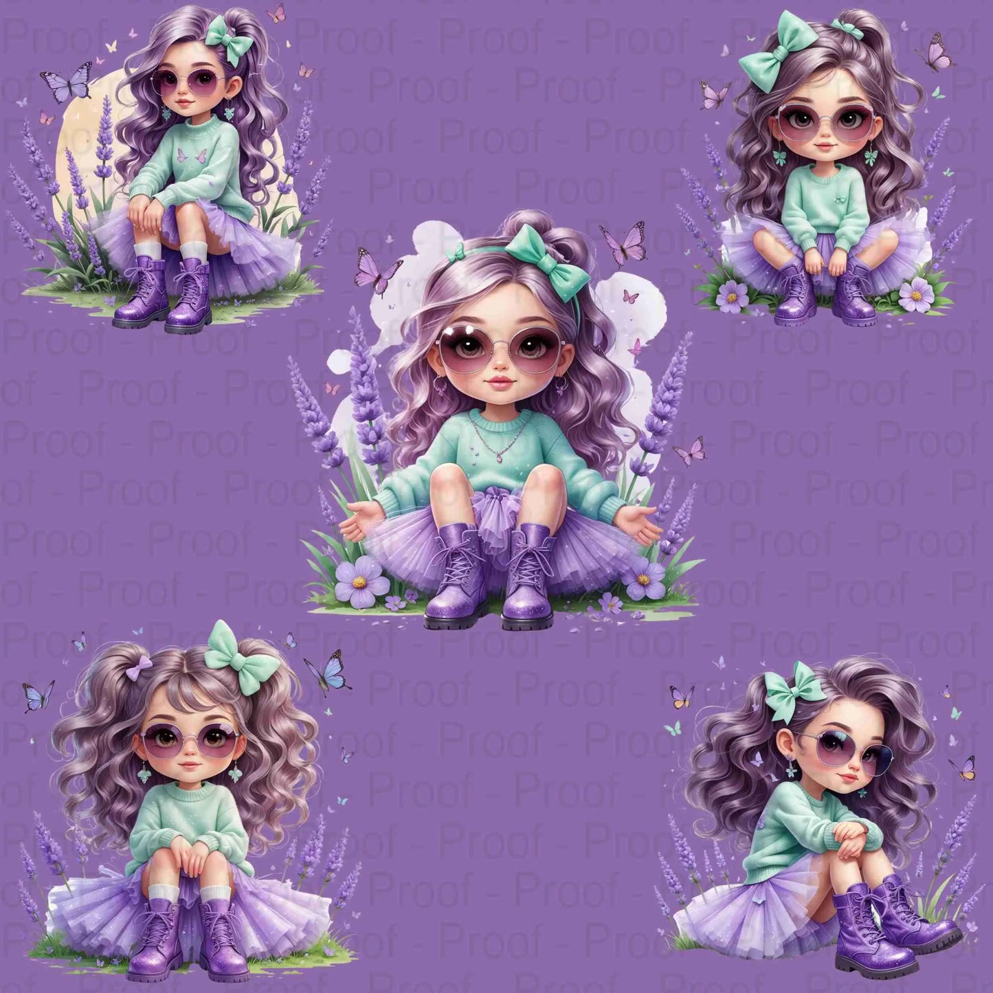 Lavender Mint Fairy Girl PNG Bundle | 5 High-Res Transparent Clipart Files for Sublimation on T-Shirts, Mugs, Tote Bags & More Digital File Style-Junction Custom Designs & Prints