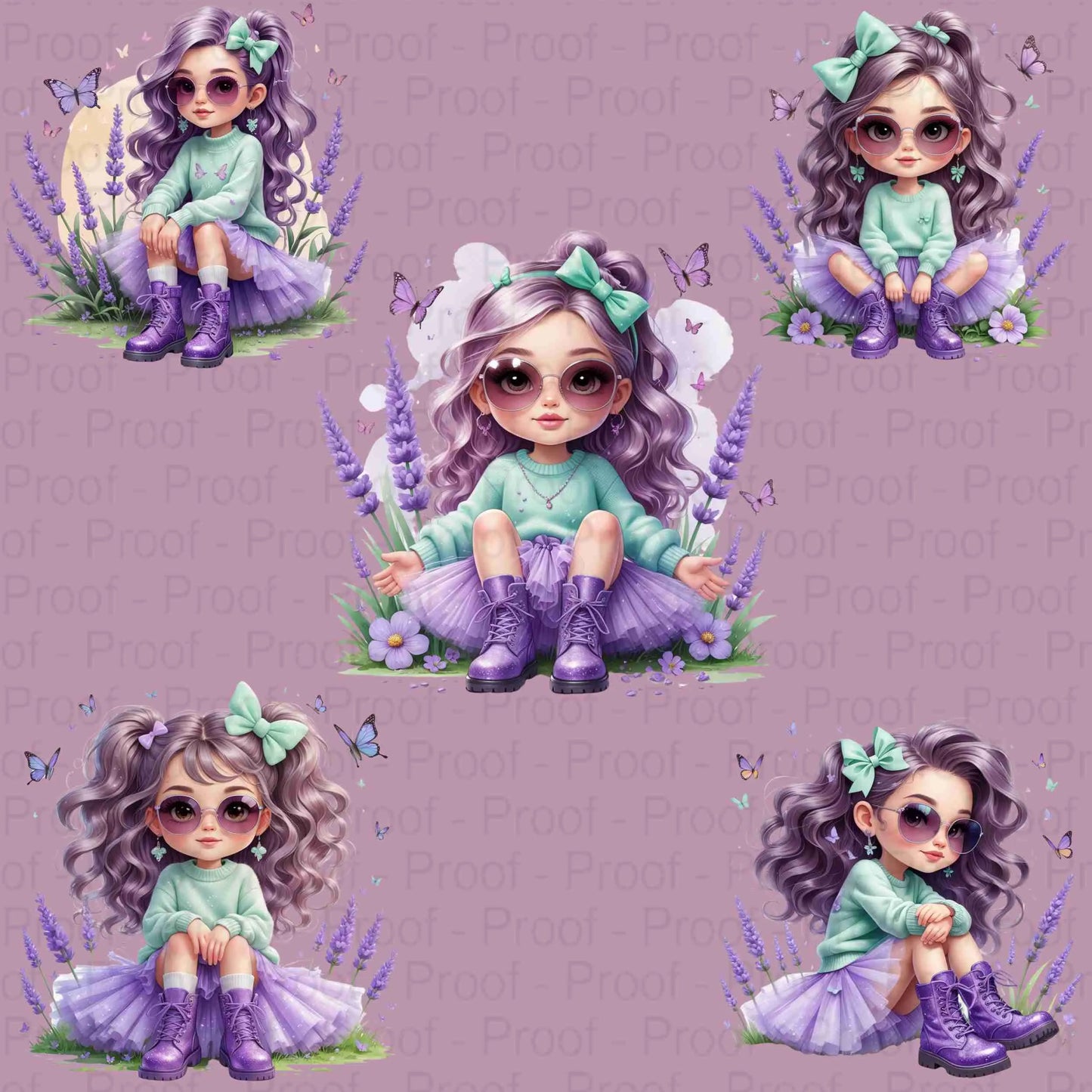 Lavender Mint Fairy Girl PNG Bundle | 5 High-Res Transparent Clipart Files for Sublimation on T-Shirts, Mugs, Tote Bags & More Digital File Style-Junction Custom Designs & Prints