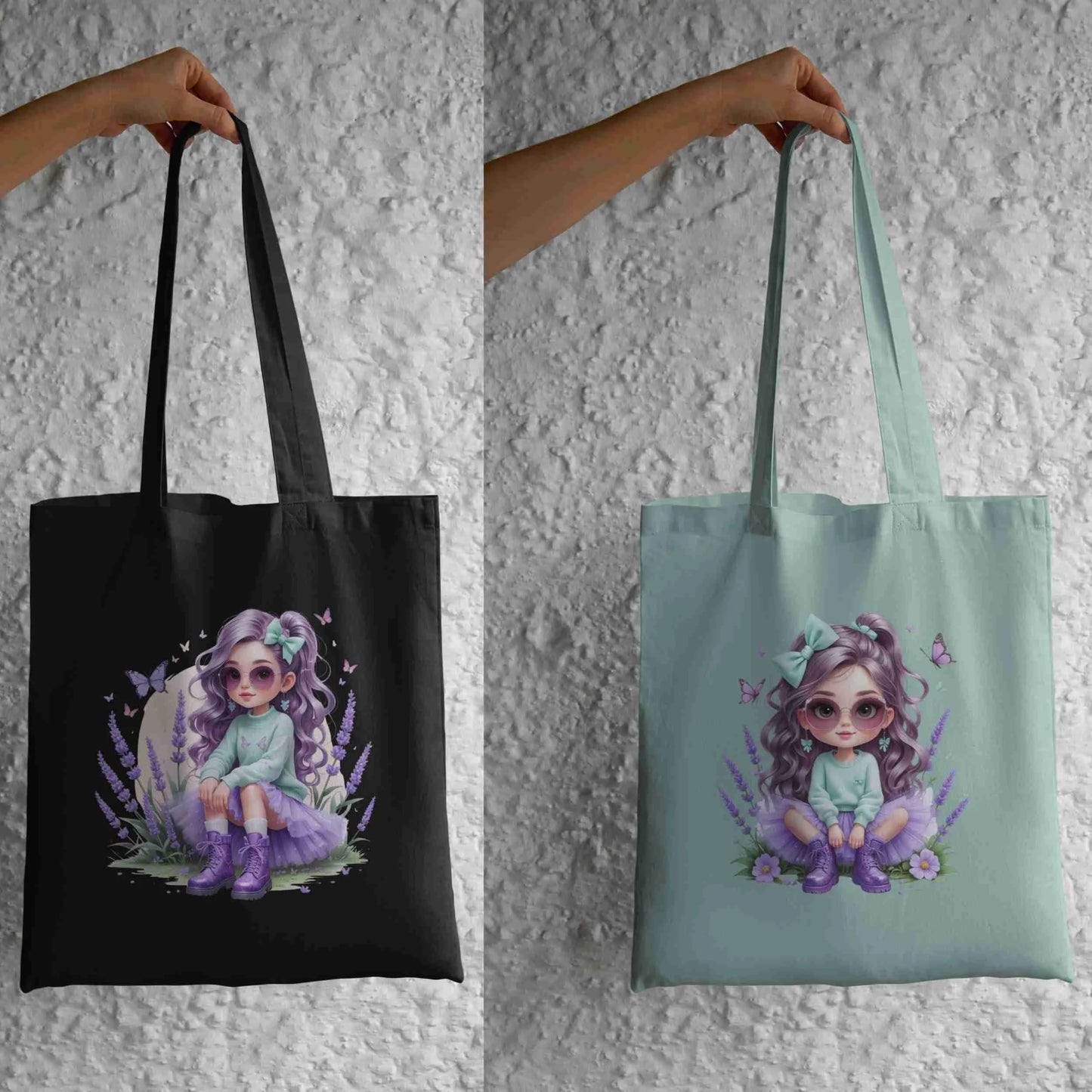 Lavender Mint Fairy Girl PNG Bundle | 5 High-Res Transparent Clipart Files for Sublimation on T-Shirts, Mugs, Tote Bags & More Digital File Style-Junction Custom Designs & Prints
