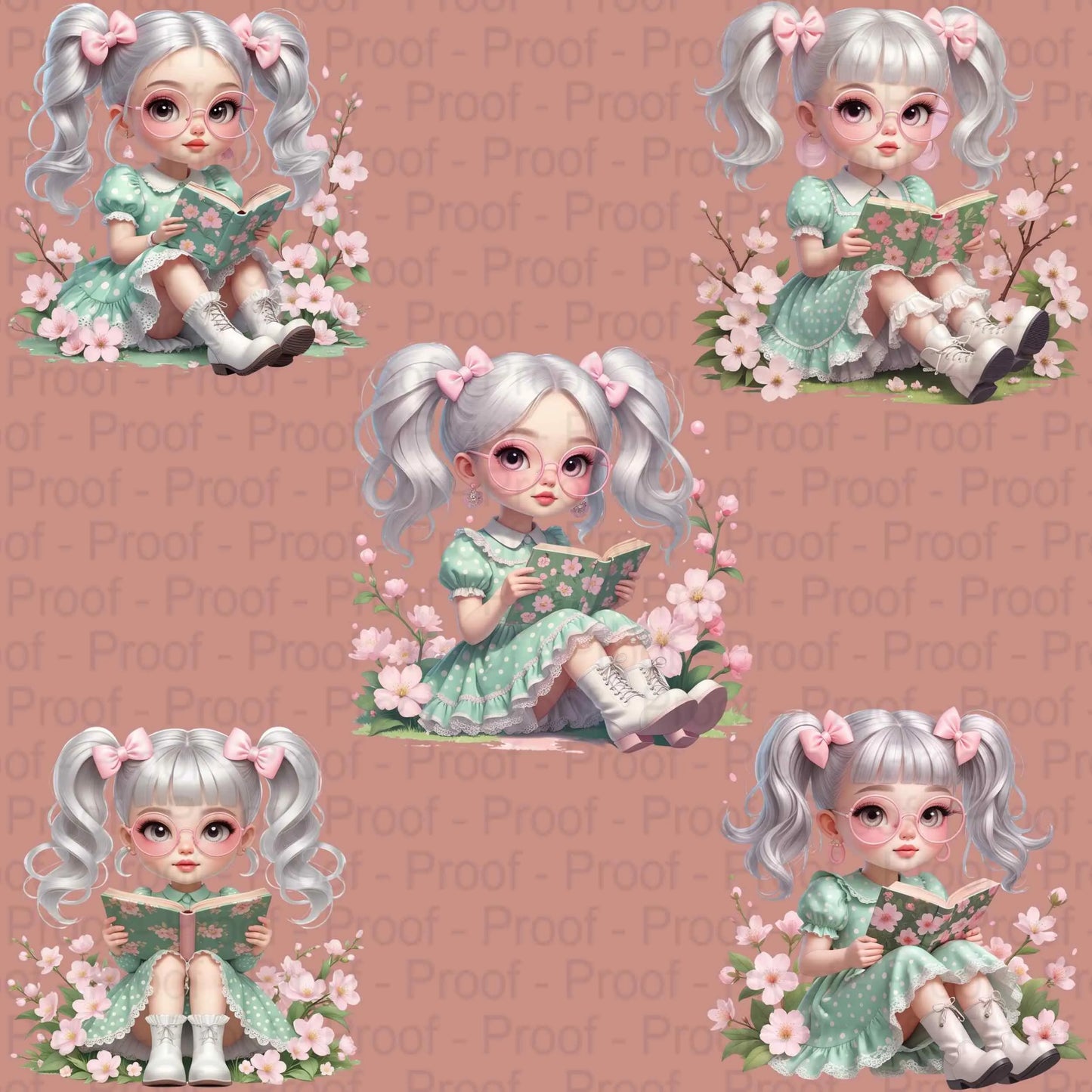 Vintage Spring Blossom Girl Clipart PNG Bundle | 5 Transparent High-Res Files for Sublimation T-Shirts, Mugs, Wall Art & Crafts Digital File Style-Junction Custom Designs & Prints