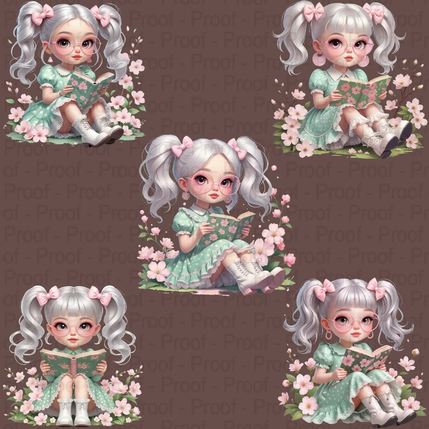 Vintage Spring Blossom Girl Clipart PNG Bundle | 5 Transparent High-Res Files for Sublimation T-Shirts, Mugs, Wall Art & Crafts Digital File Style-Junction Custom Designs & Prints