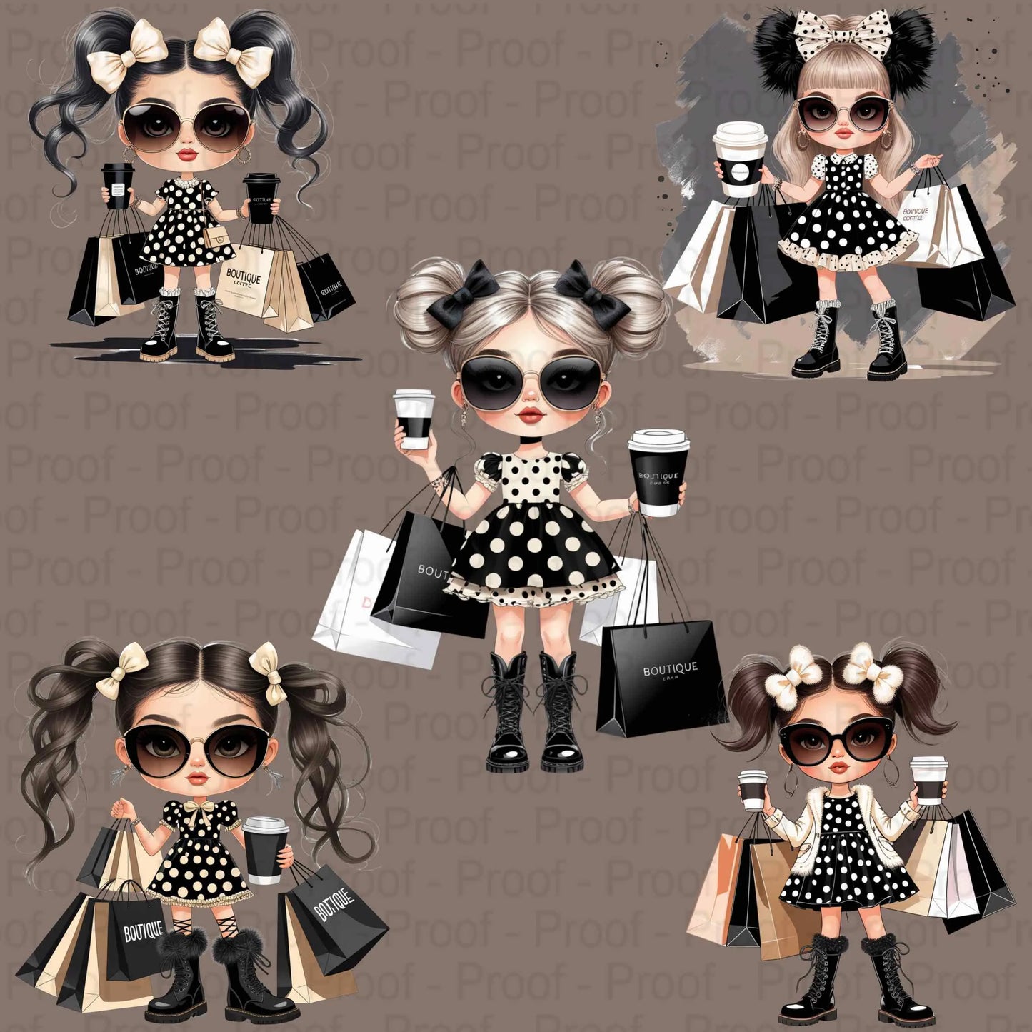 Fashion Boutique Girl PNG Bundle – 5 High-Res Transparent Clipart Files for Sublimation on T-Shirts, Mugs, Tote Bags & Apparel Design Digital File Style-Junction Custom Designs & Prints