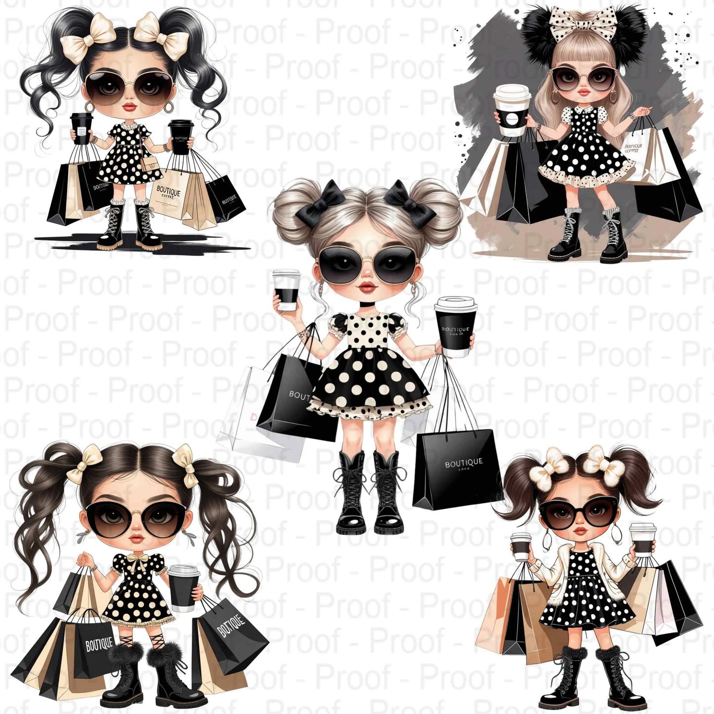 Fashion Boutique Girl PNG Bundle – 5 High-Res Transparent Clipart Files for Sublimation on T-Shirts, Mugs, Tote Bags & Apparel Design Digital File Style-Junction Custom Designs & Prints