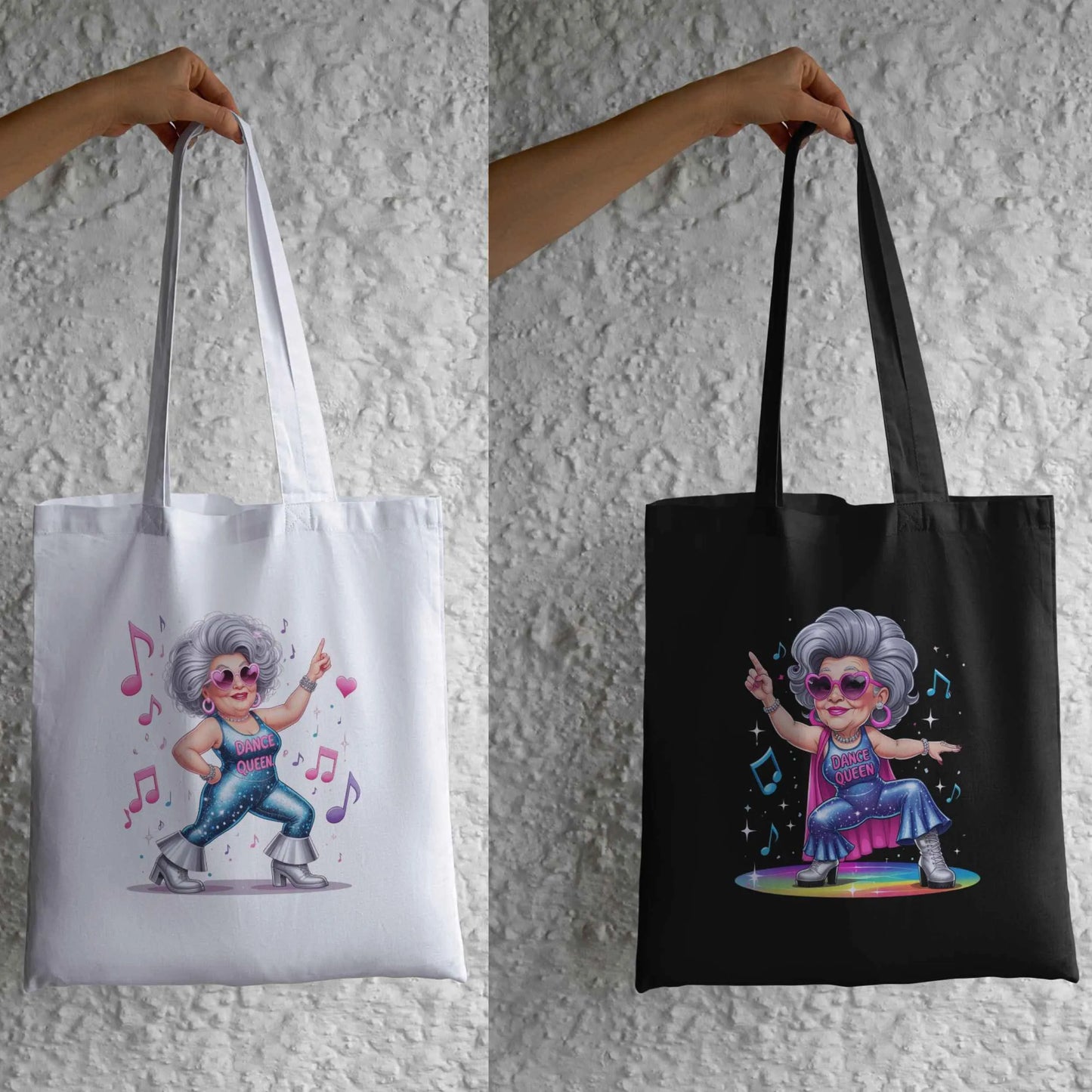 Disco Dancing Grandma PNG Bundle | 5 Sparkly Dance Queen Clipart Files | High-Res Transparent PNG for Sublimation T-Shirts & Mugs Digital File Style-Junction Custom Designs & Prints