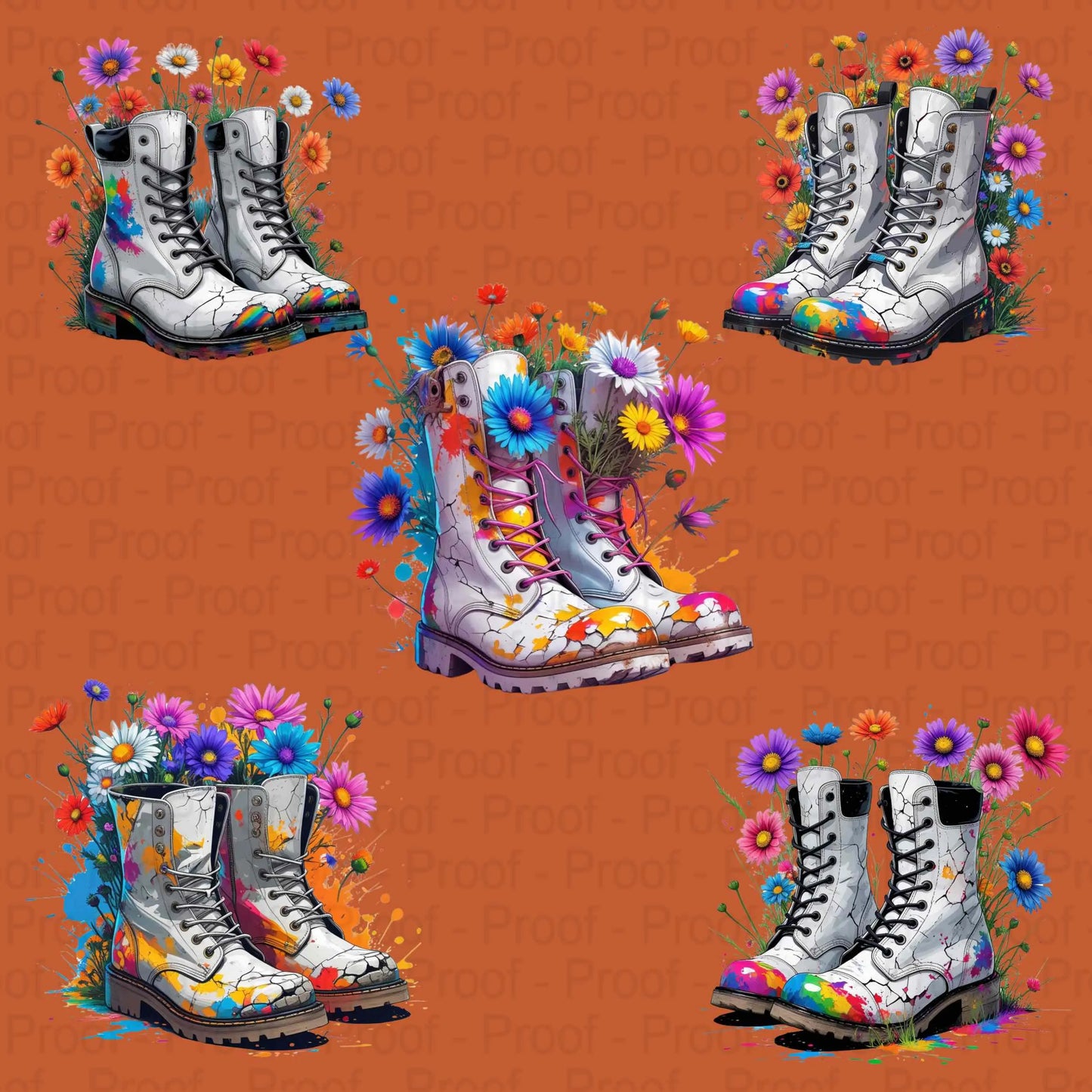 Festival Flair Rainbow Boots PNG Bundle | 5 Colorful Wildflower Sublimation Files | High-Res Transparent PNGs for Shirts, Mugs & More Digital File Style-Junction Custom Designs & Prints