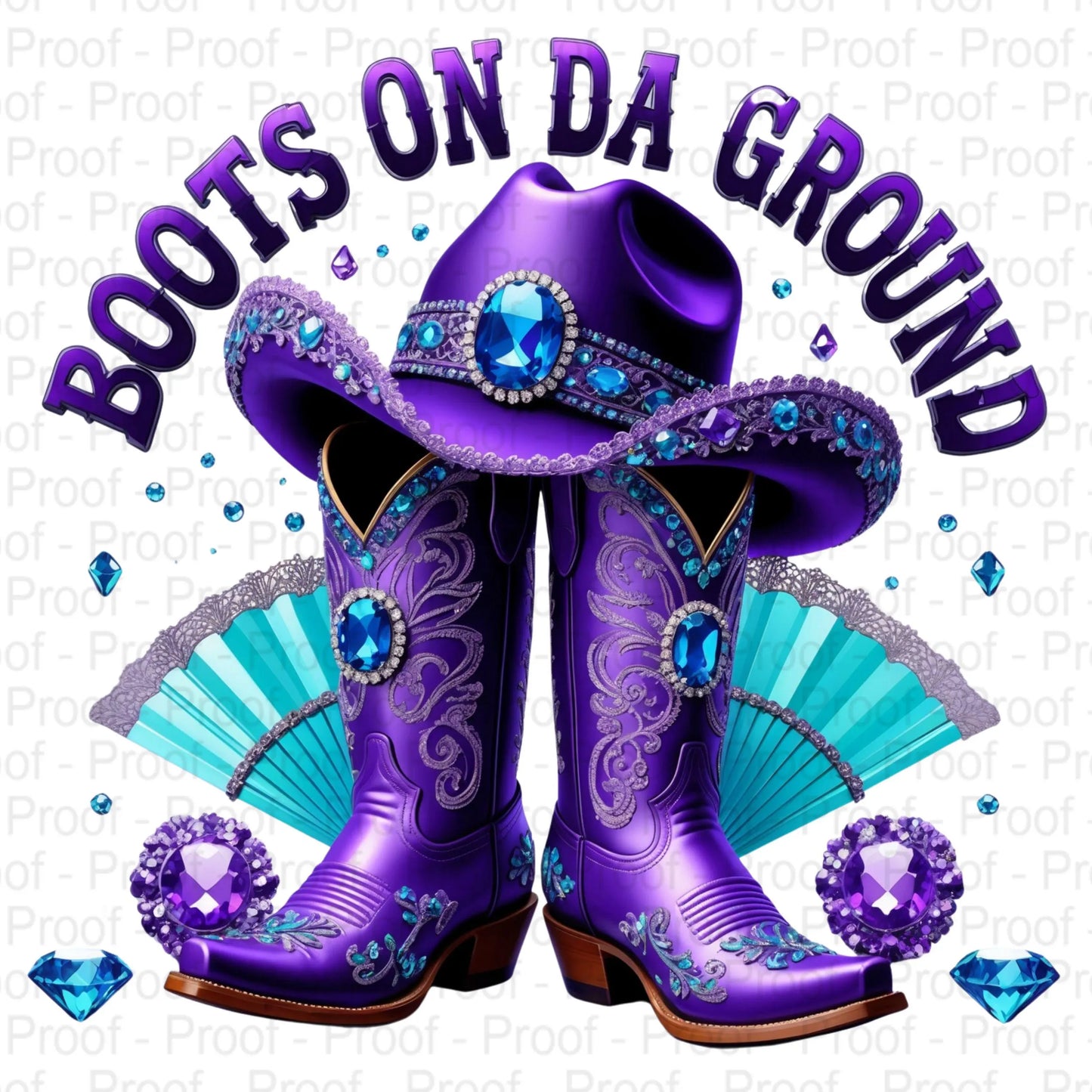 Purple Cowgirl Boots Hat Fan Floral "Boots On Da Ground" PNG Bundle – 5 Unique High-Res Transparent Files for Sublimation & Printables Digital File Style-Junction Custom Designs & Prints