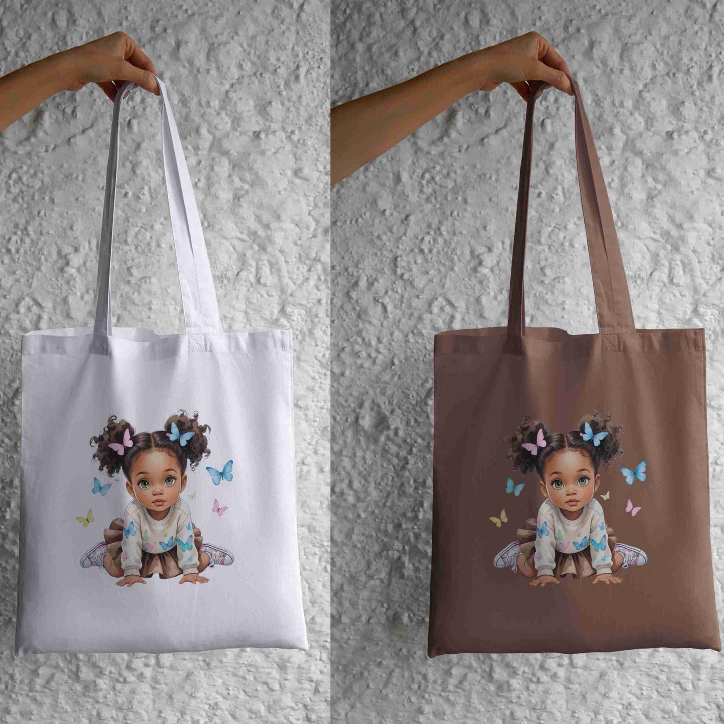 Whimsical Black Girl Butterfly Clipart Bundle | 5 PNGs | Watercolor Toddler Art for Sublimation, T-Shirts, Mugs, Tote Bags | 300 DPI Digital File Style-Junction Custom Designs & Prints