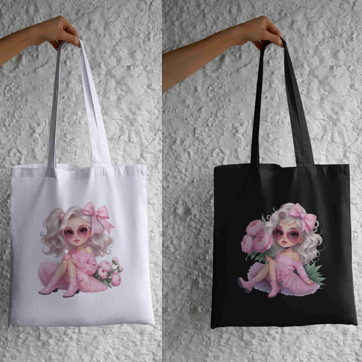 Blush Pink Chic Girl PNG Bundle | 5 High-Res Transparent Clipart Files for Sublimation on T-Shirts, Mugs, Tote Bags & More Digital File Style-Junction Custom Designs & Prints
