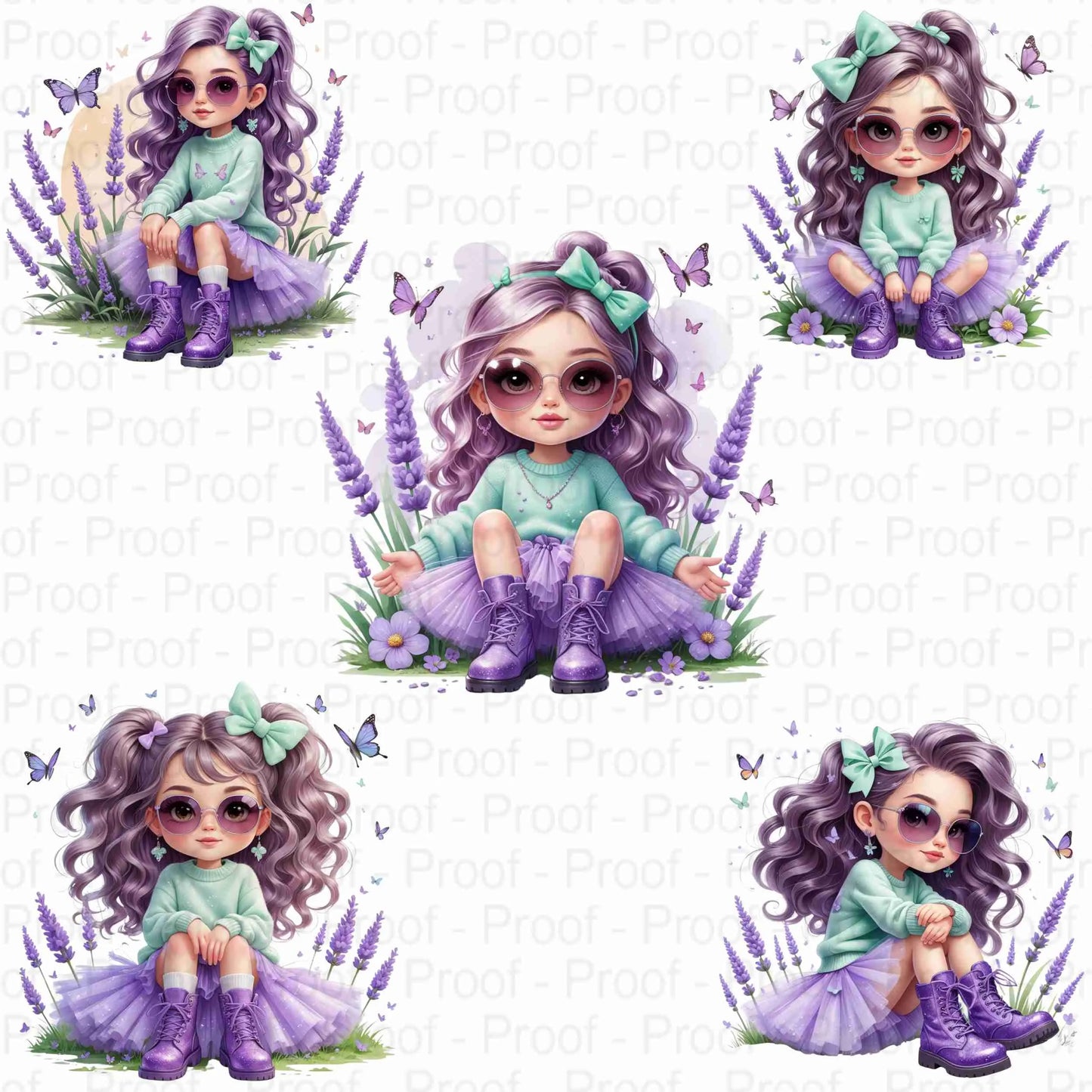 Lavender Mint Fairy Girl PNG Bundle | 5 High-Res Transparent Clipart Files for Sublimation on T-Shirts, Mugs, Tote Bags & More Digital File Style-Junction Custom Designs & Prints