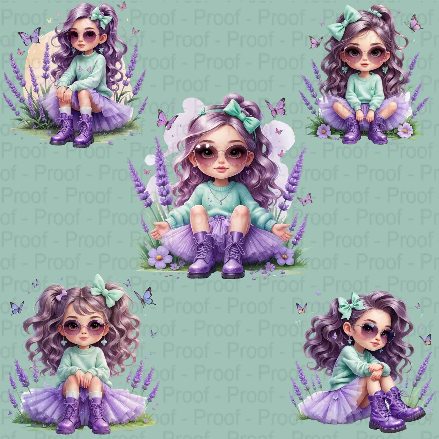 Lavender Mint Fairy Girl PNG Bundle | 5 High-Res Transparent Clipart Files for Sublimation on T-Shirts, Mugs, Tote Bags & More Digital File Style-Junction Custom Designs & Prints