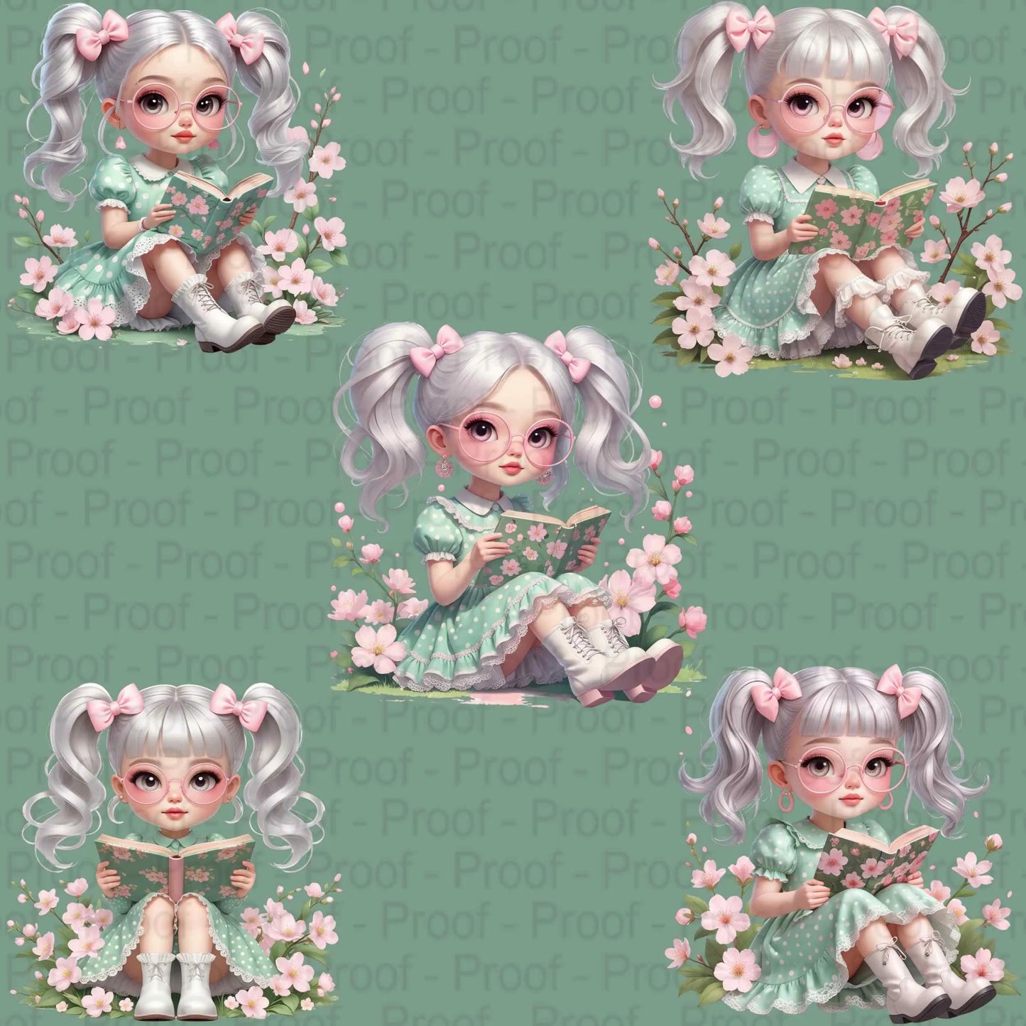 Vintage Spring Blossom Girl Clipart PNG Bundle | 5 Transparent High-Res Files for Sublimation T-Shirts, Mugs, Wall Art & Crafts Digital File Style-Junction Custom Designs & Prints