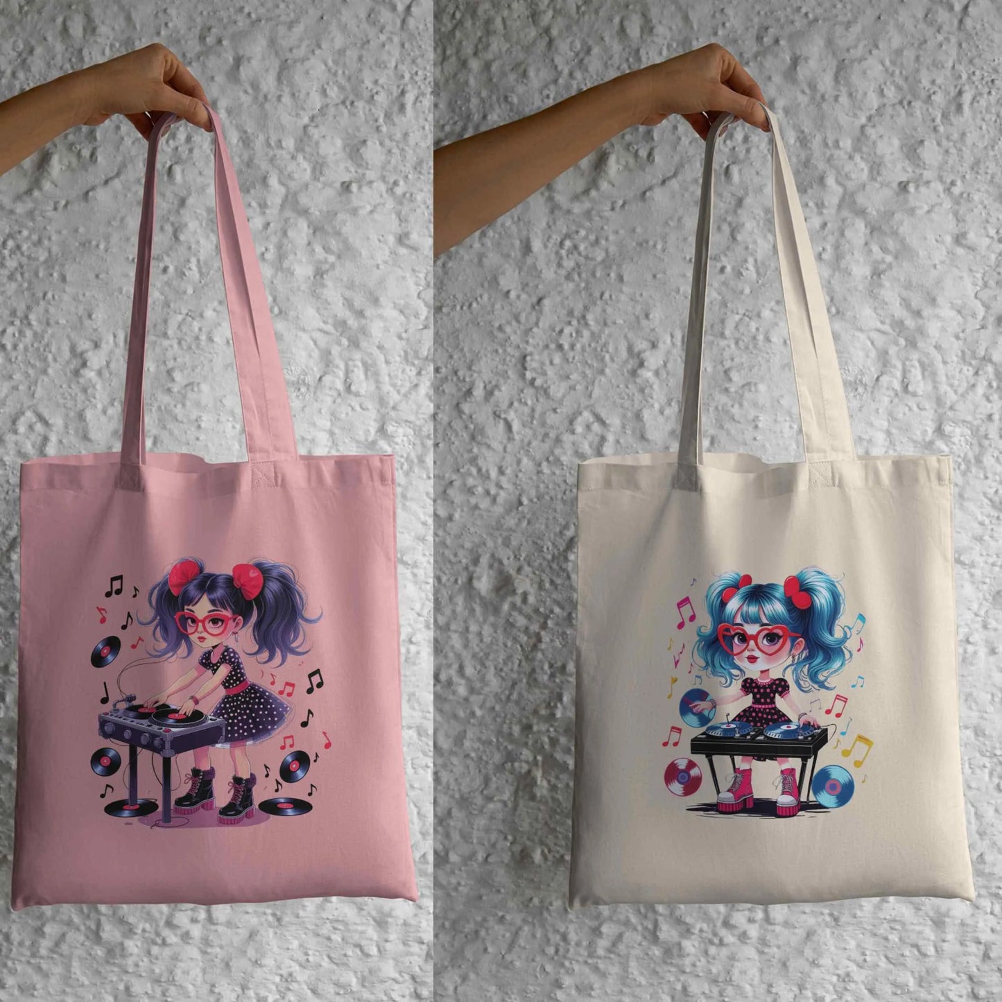 Retro DJ Girl PNG Bundle – 5 High-Res Transparent Clipart Files for Sublimation on Shirts, Mugs, Stickers, Tote Bags & Crafts Digital File Style-Junction Custom Designs & Prints
