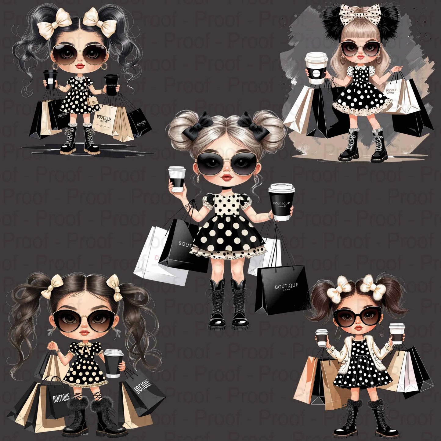 Fashion Boutique Girl PNG Bundle – 5 High-Res Transparent Clipart Files for Sublimation on T-Shirts, Mugs, Tote Bags & Apparel Design Digital File Style-Junction Custom Designs & Prints