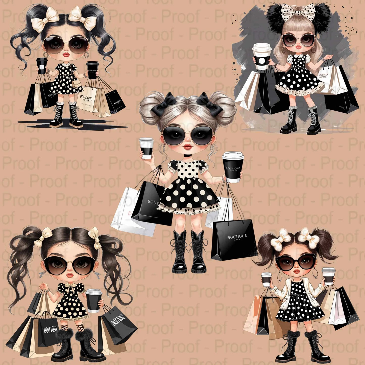 Fashion Boutique Girl PNG Bundle – 5 High-Res Transparent Clipart Files for Sublimation on T-Shirts, Mugs, Tote Bags & Apparel Design Digital File Style-Junction Custom Designs & Prints